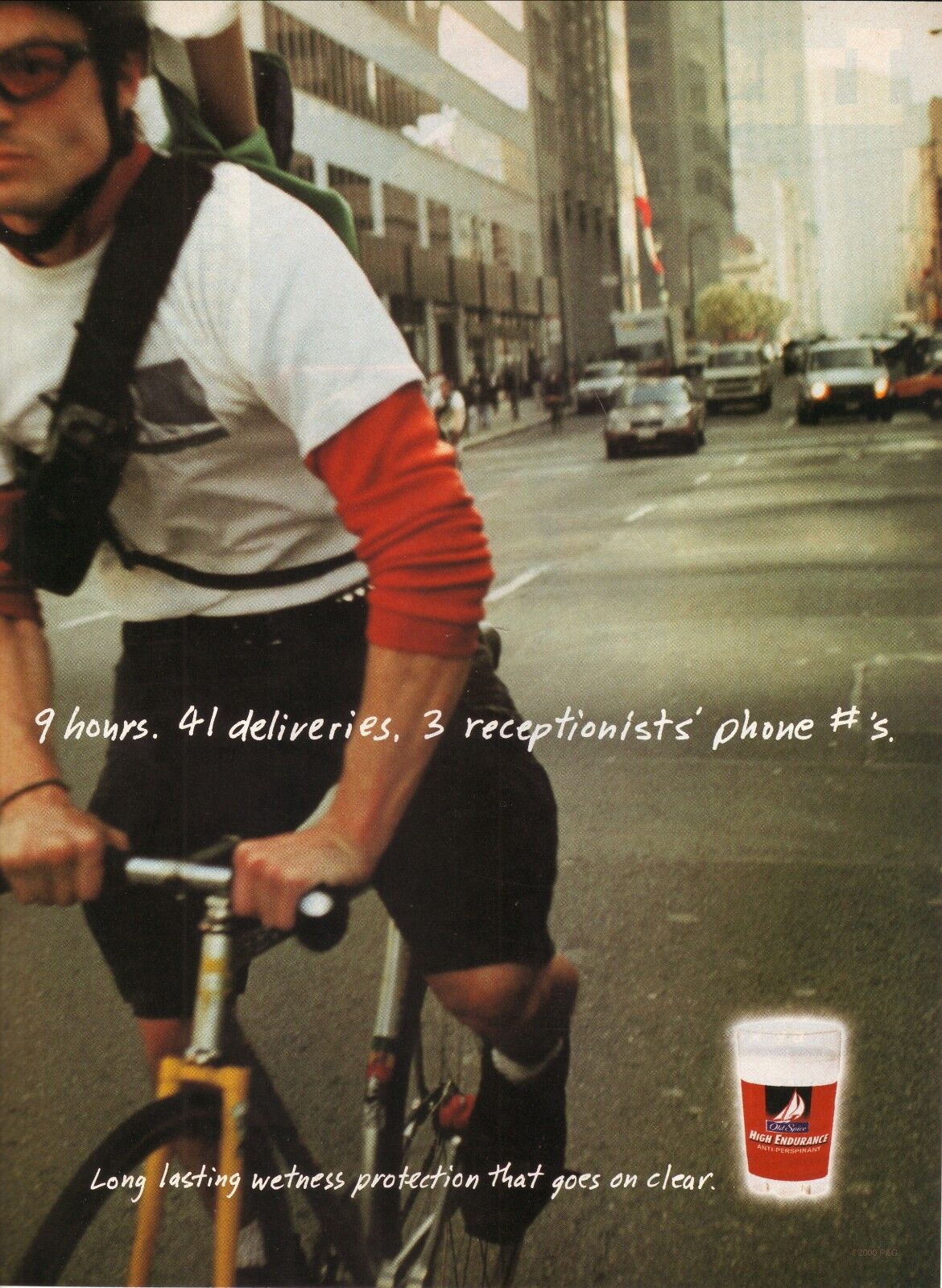 Old Spice High Endurance Anti-Perspirant--Cycling--2000 Print Ad