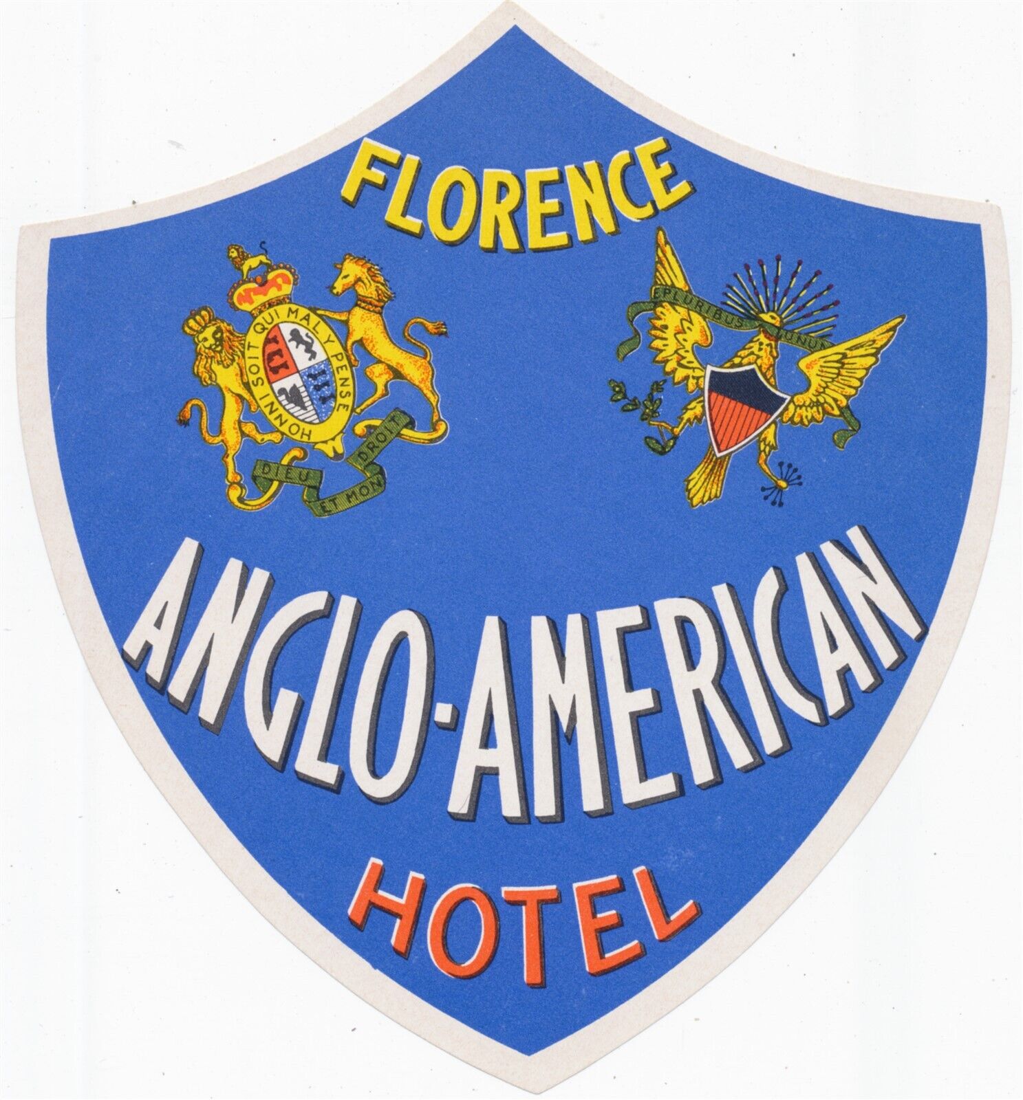 Anglo-American Hotel Florence Italy Luggage Label