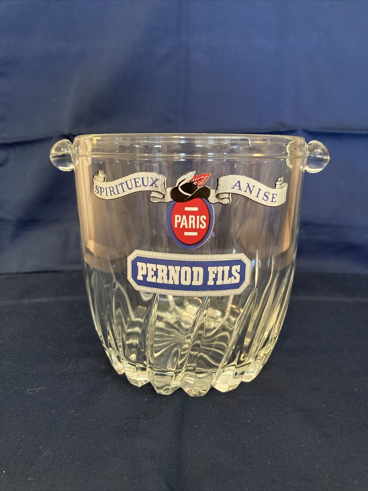 Pernod Fils Spiritueux Anise Crystal Ice Bucket Made in Paris France
