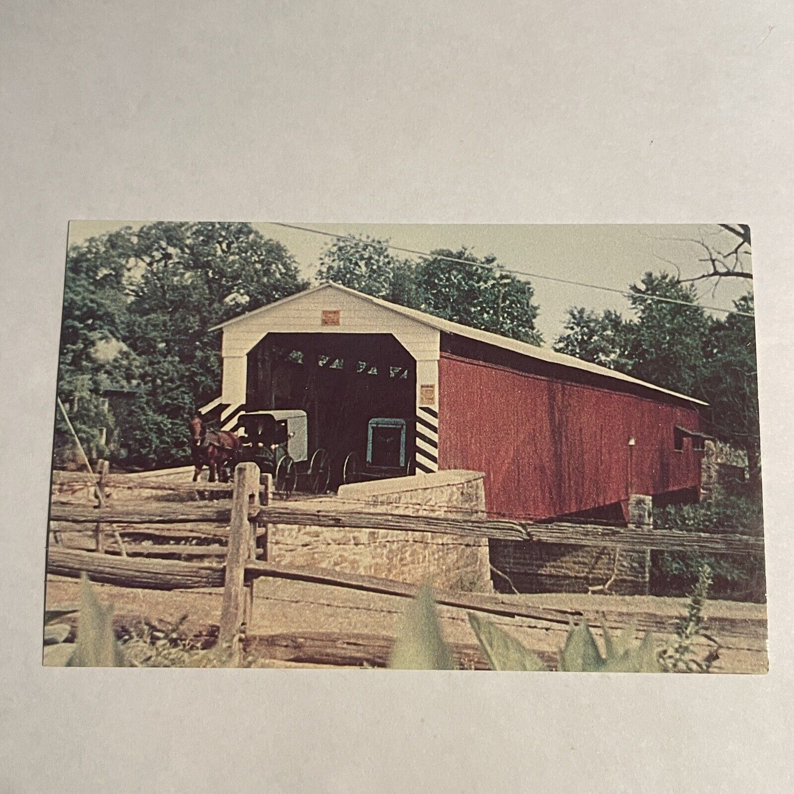 Greetings Amish Country Covered Bridge Lancaster County Pennsylvania Postcard