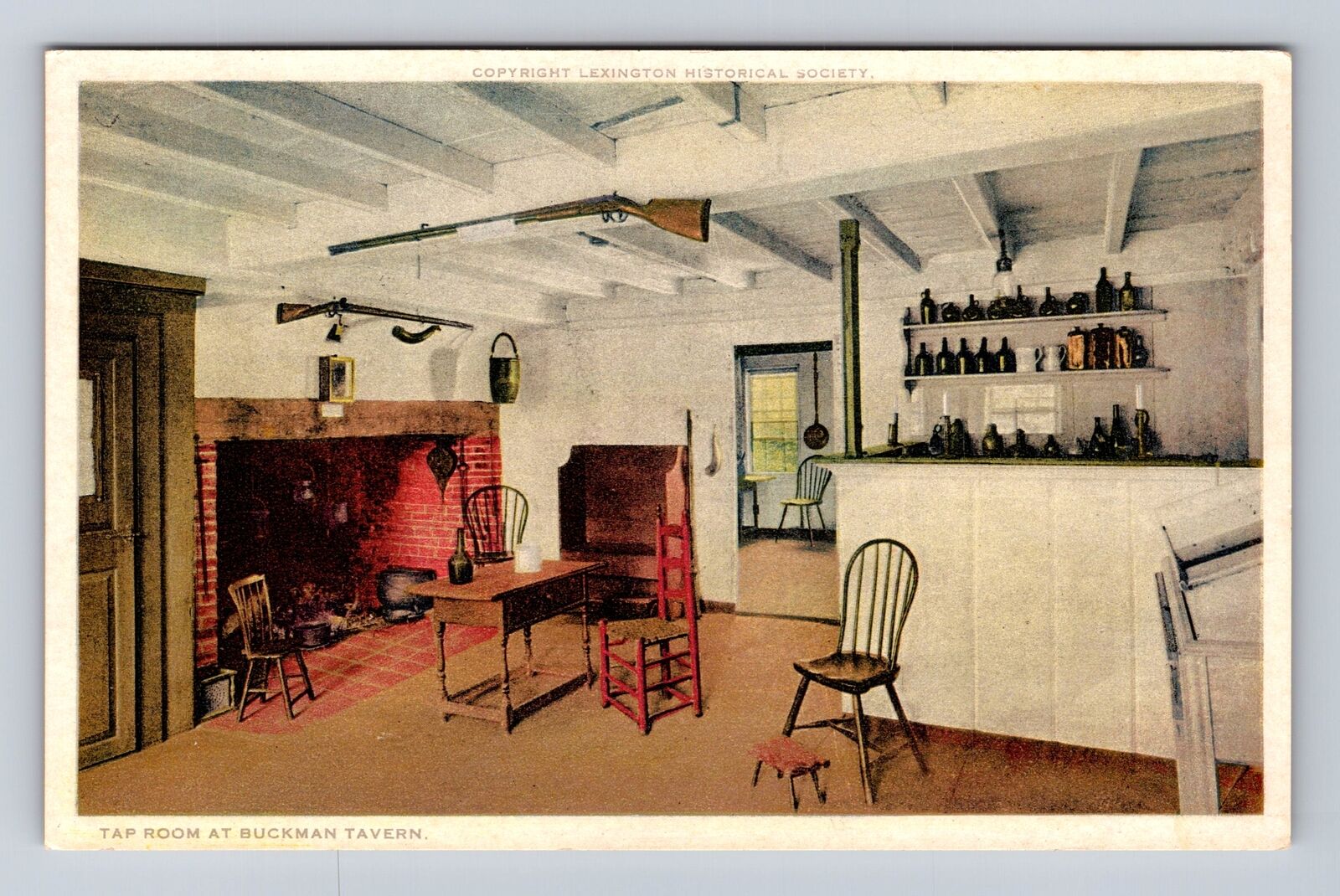 Lexington MA-Massachusetts, Tap Room At Buckman Tavern, Vintage Postcard