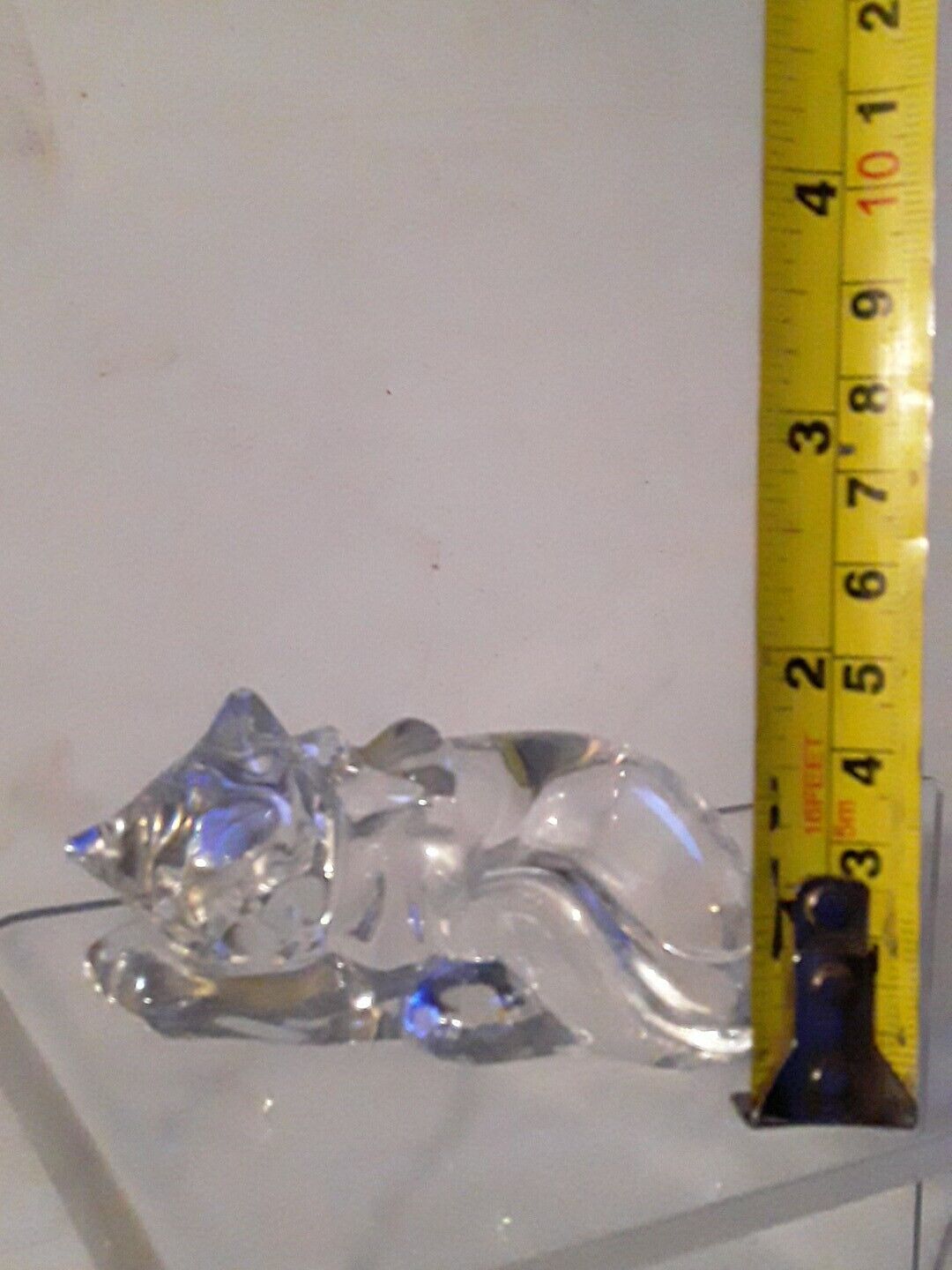 Lenox Fine Crystal Sleeping Cat Clear Art Glass Paperweight Figurine 3.5”
