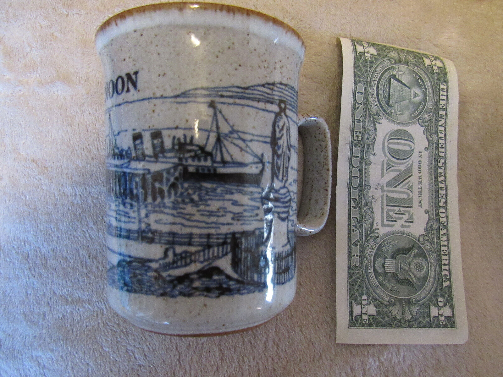 VTG Dunoon Ceramics Mug Gray Embossed Speckled Coffee Tea Cup Made  in  Scotland