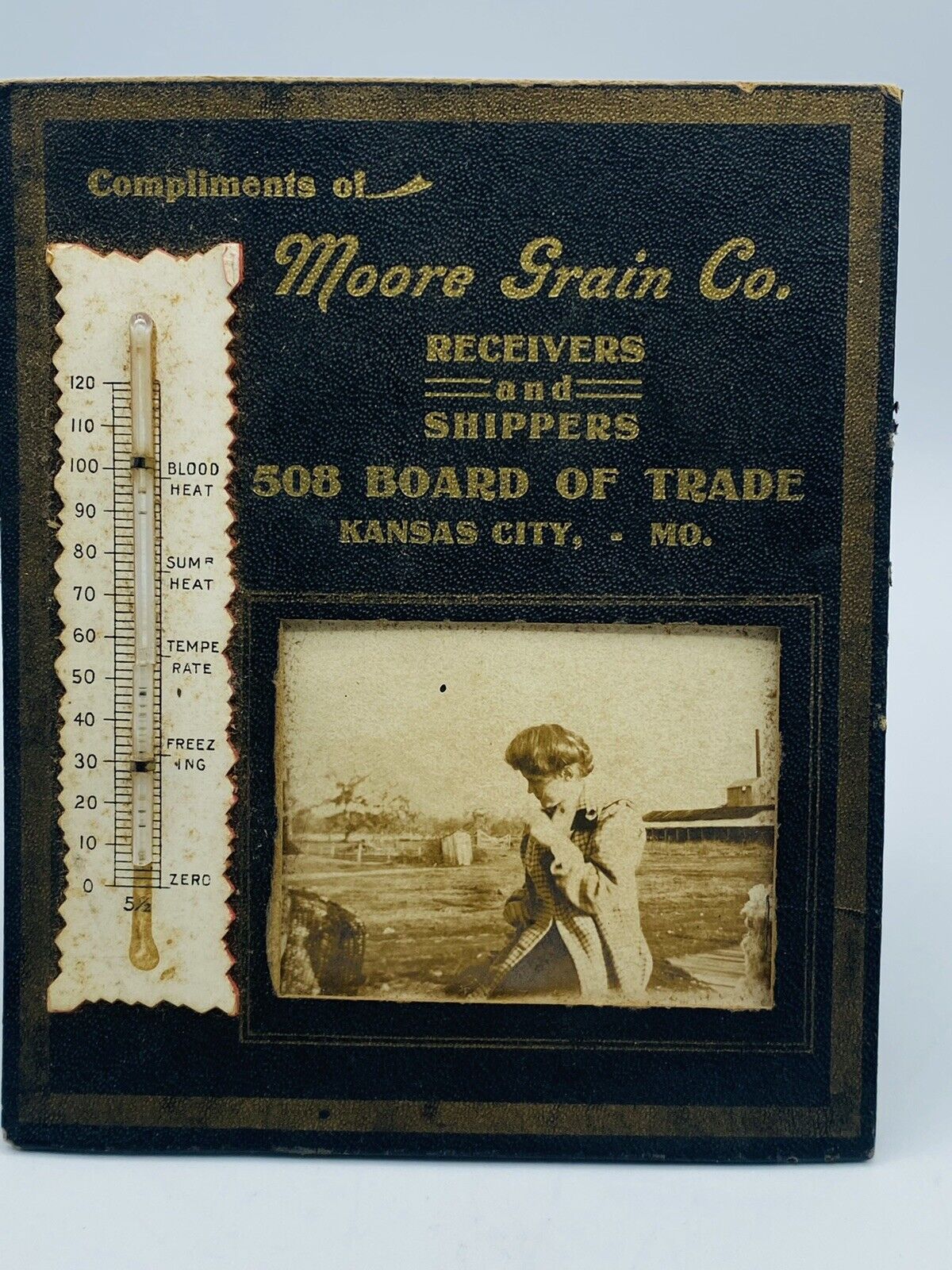 Antique 1906 Photo Moore Grain Co. Kansas City Desktop Advertising Calendar
