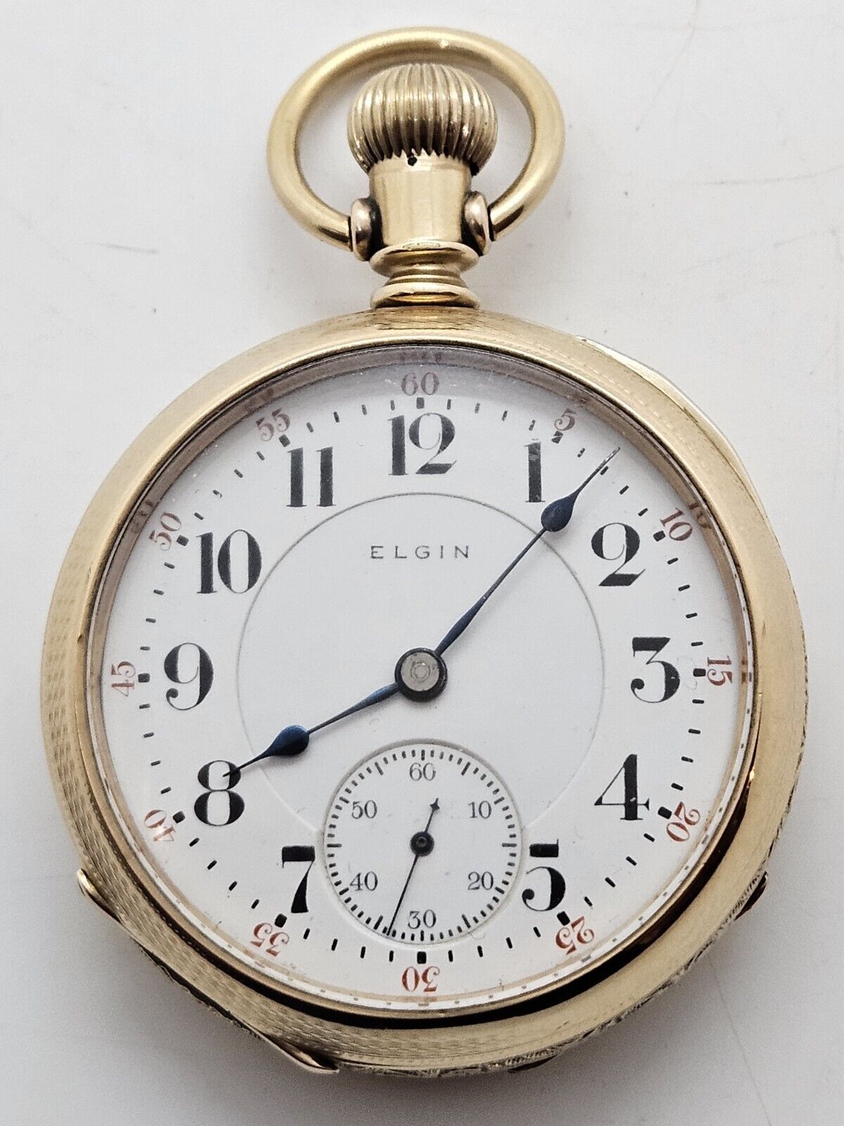 Antique 1909 ELGIN Father Time 21J Gold G.F. 'Railroad Grade' Pocket Watch 18s