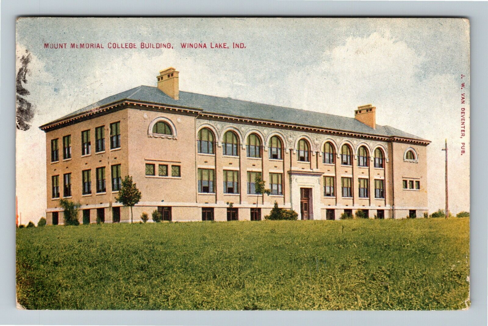 Winona Lake IN Indiana, Mount Memorial College Building, c1910 Vintage Postcard