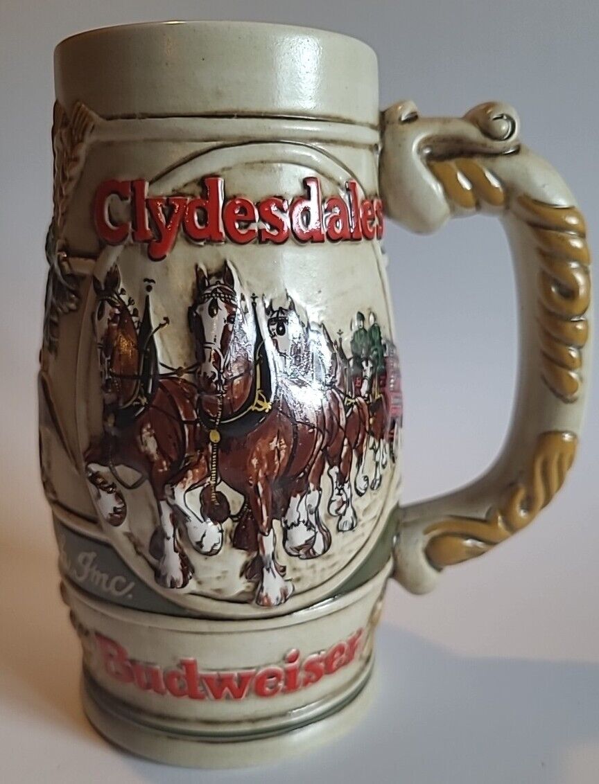 Vtg 1983 Clydesdale / Budweiser Holiday Beer Stein  Anheuser-Busch Christmas Mug