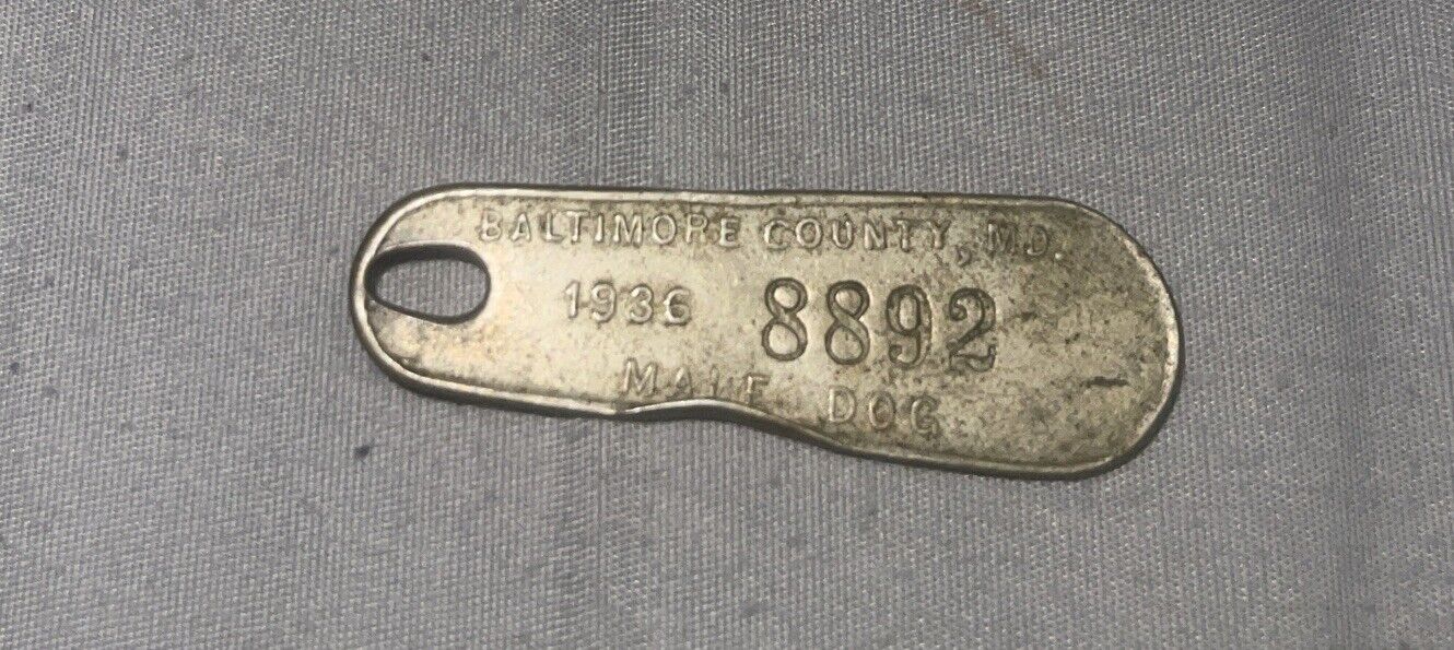 VTG 1936 Baltimore County, MD Male Dog License ID Tag #8869 Pet Jewelry Pendant