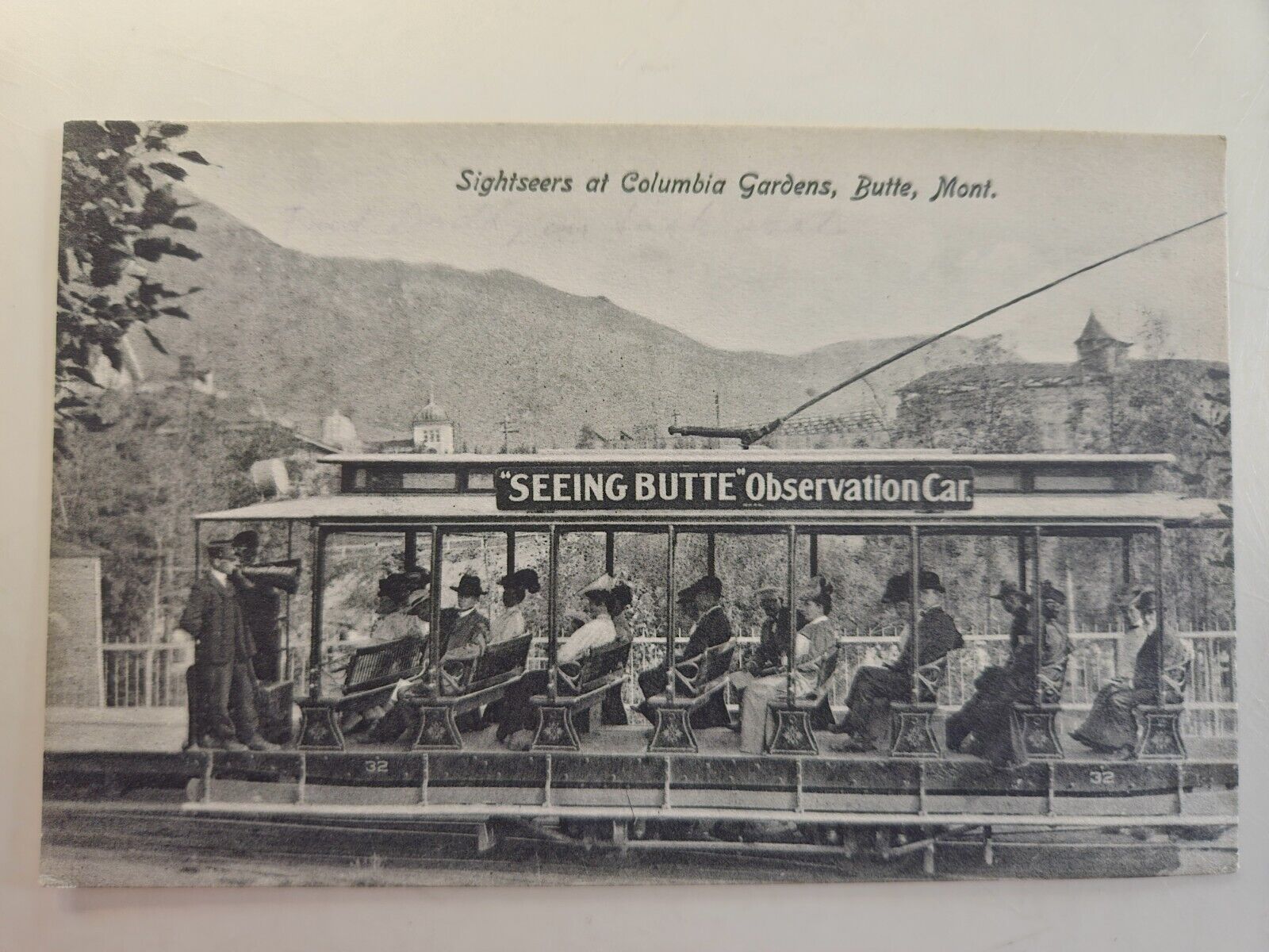 Rare Antique Post Card SEEING BUTTE TOURIST STREETCAR MONTANA MT Trolley tram