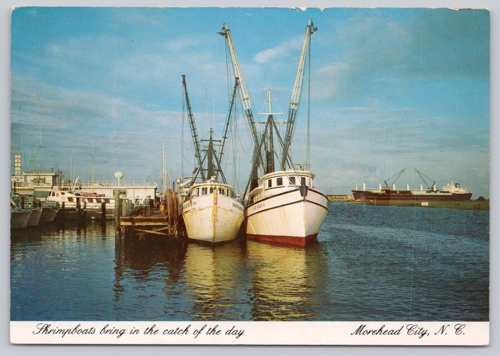 Shrimp Boats bring the catch of the day Morehead City NC North Carolina Postcard