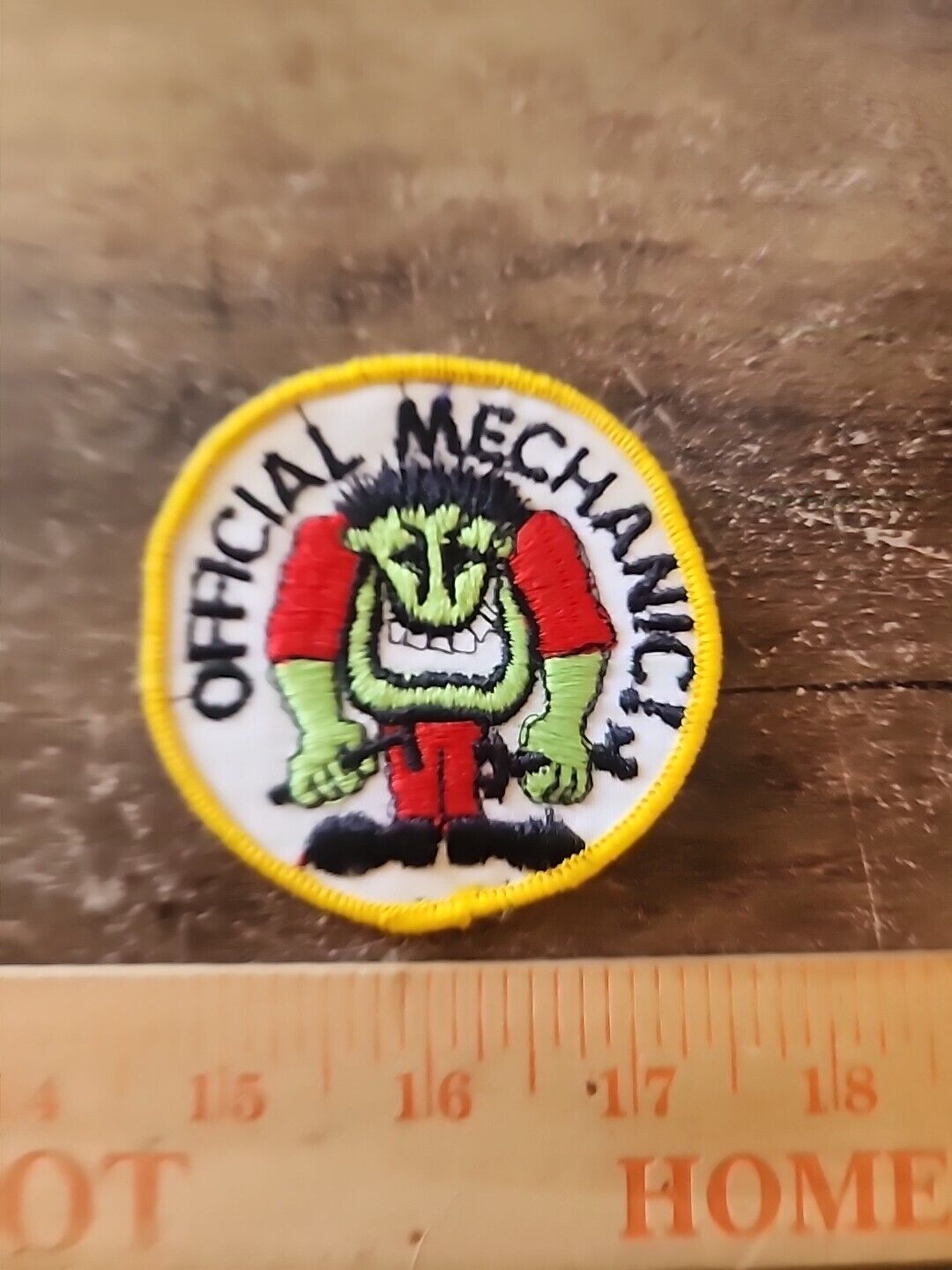 Vintage Official Mechanic Yellow Sew On Patch 