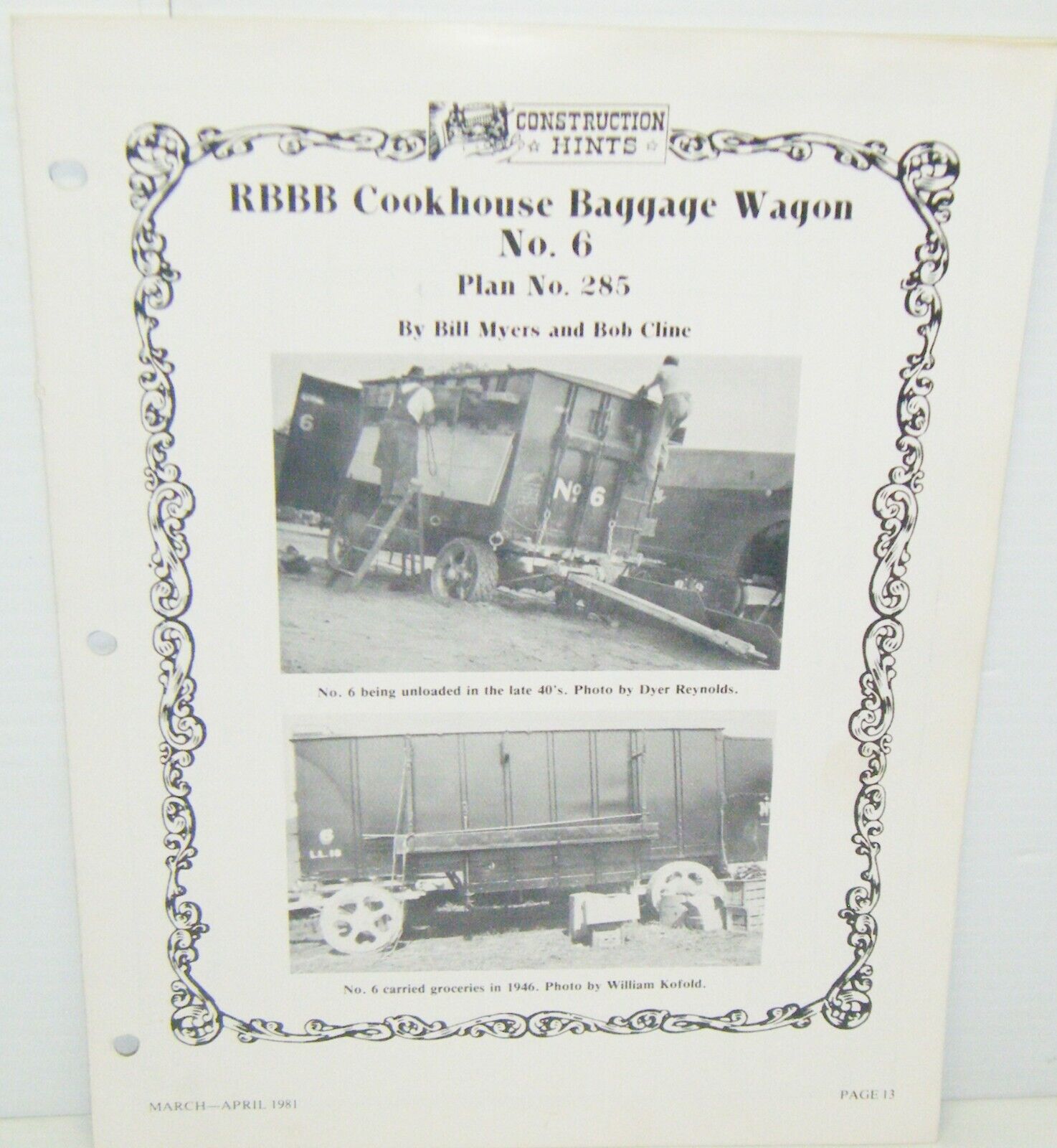Rare 1981 Ringling Bros. Circus Construction Hints 1940 Cookhouse Baggage Wagon