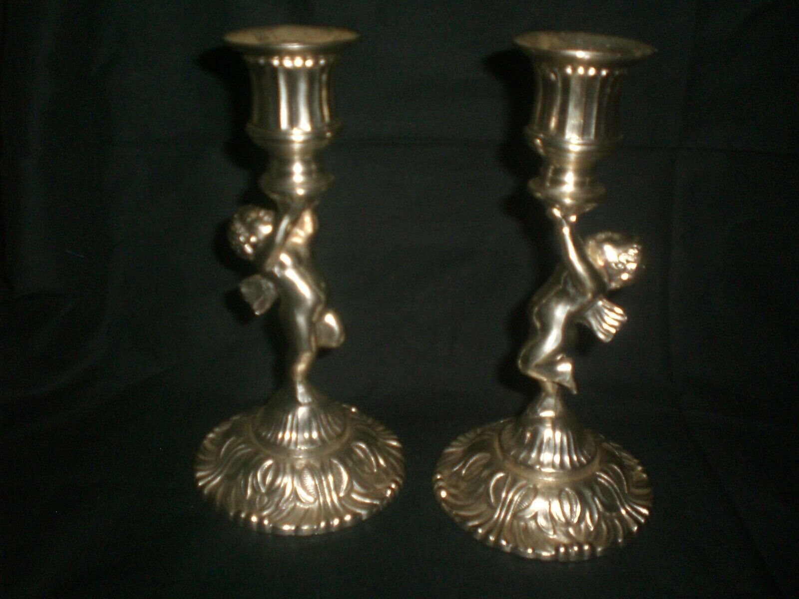 VTG Angel Cherub Candleholders Set-2 Art Nouveau Art Deco