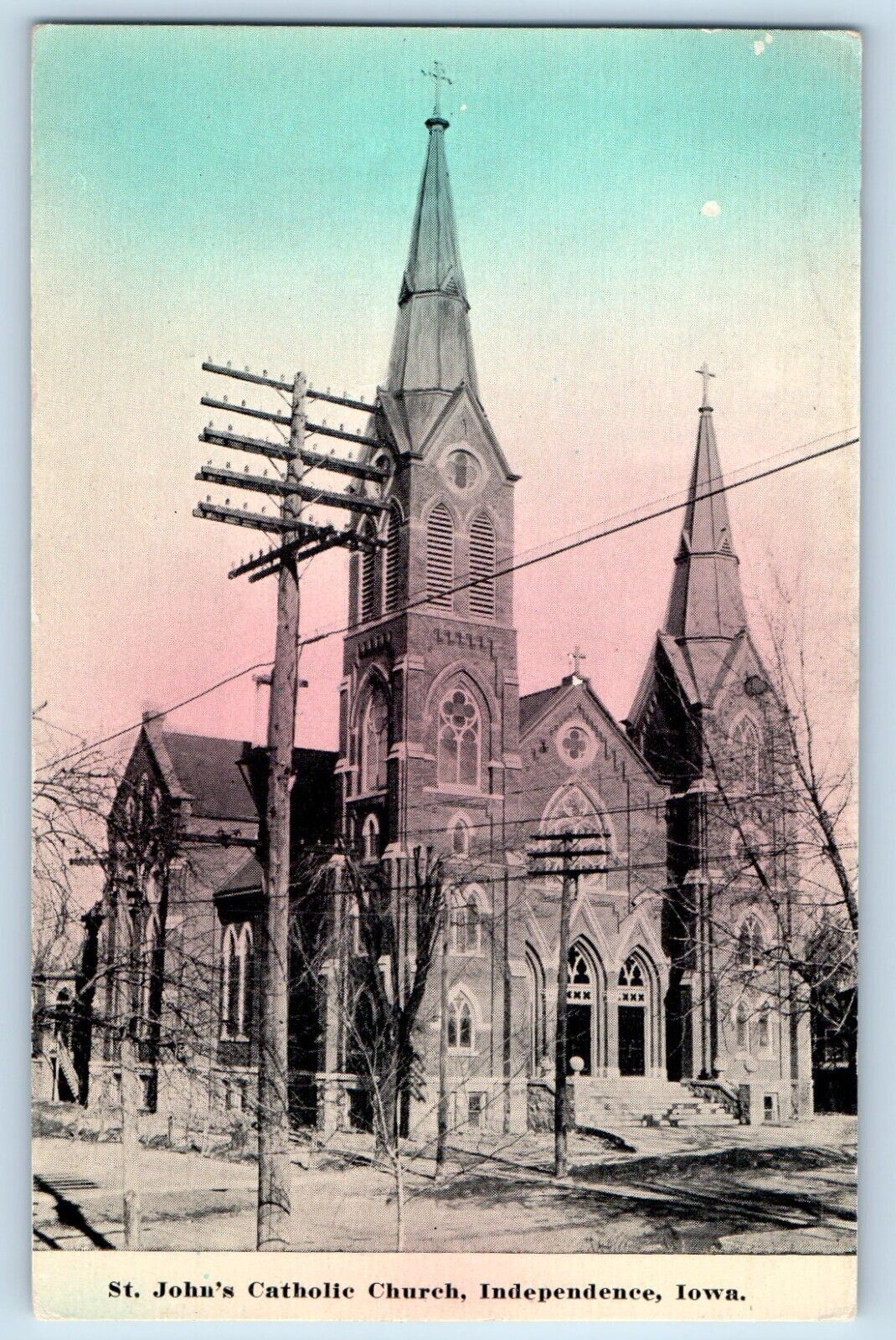 Independence Iowa IA Postcard St. John's Catholic Church Chapel Exterior c1910