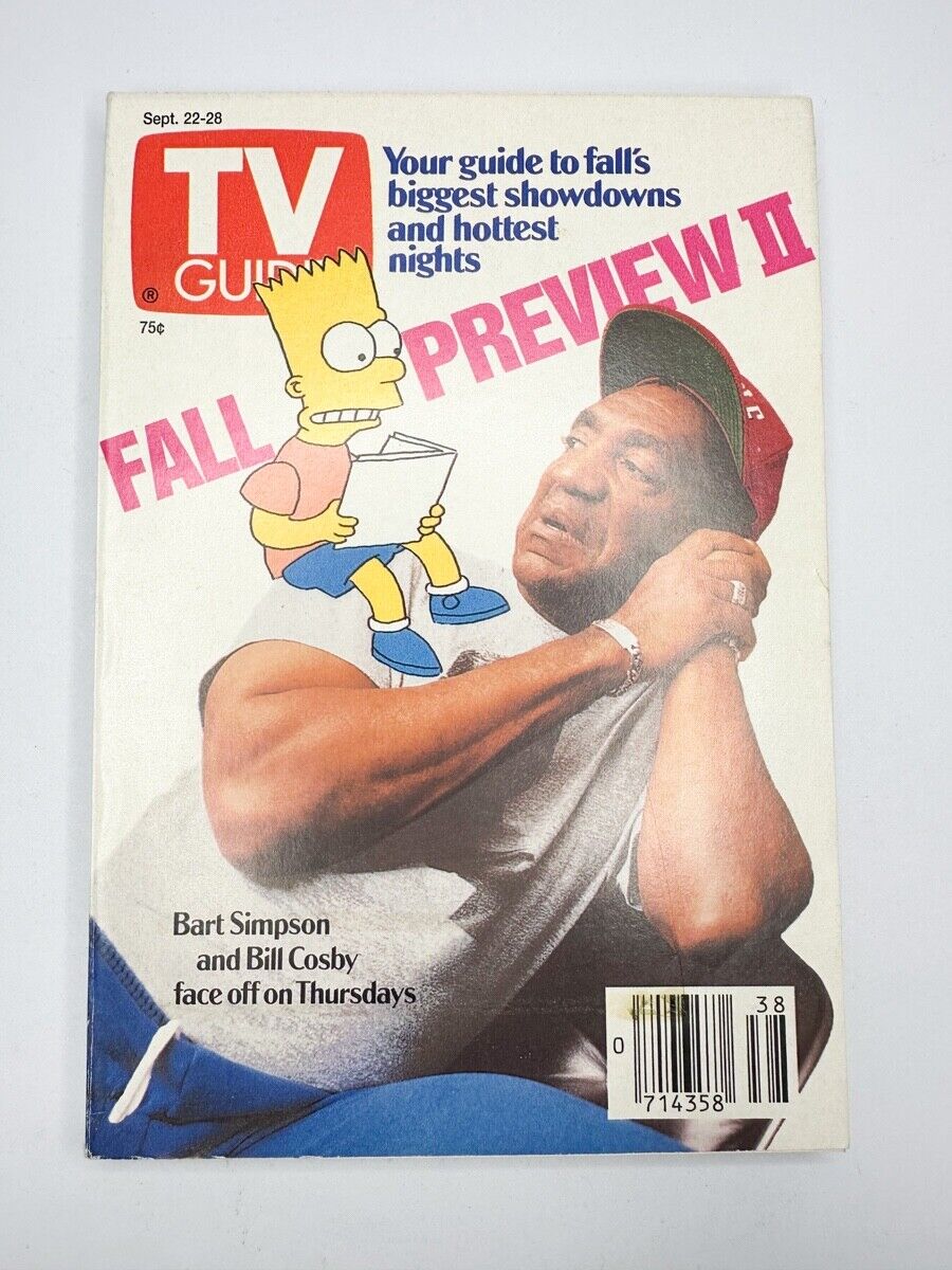 TV Guide September 22, 1990 Fall Preview II Bill Cosby Bart Simpsons, Houston Ed