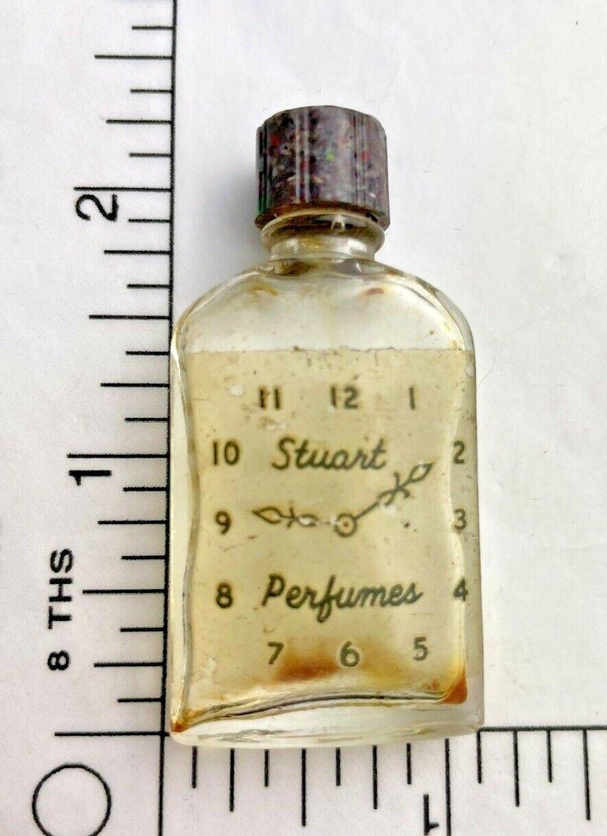 Vintage Glass Stuart Clock Perfume O\'Clock Bottle Miniature Decor Collectible