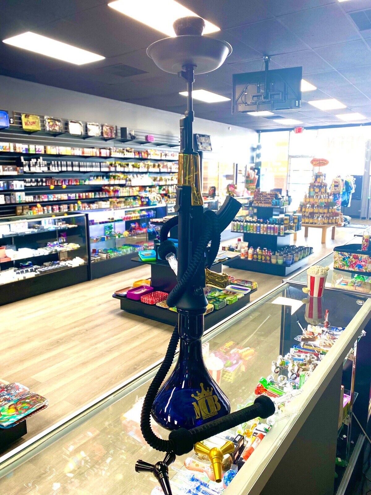 Original Gangsta Style by MOB® SHOOTER AK 47 Style BLACK & Gold Color HOOKAH