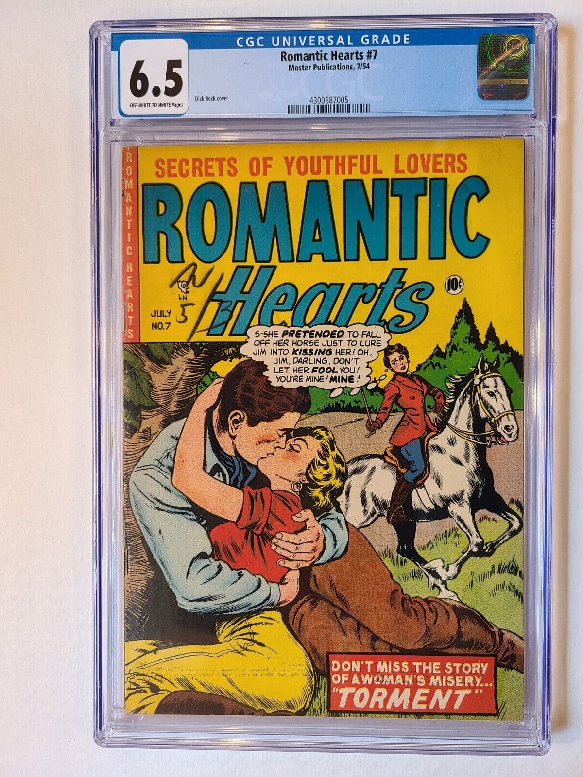 ROMANTIC HEARTS # 7 MASTER PUB 1954 CGC 6.5  VERY SCARCE