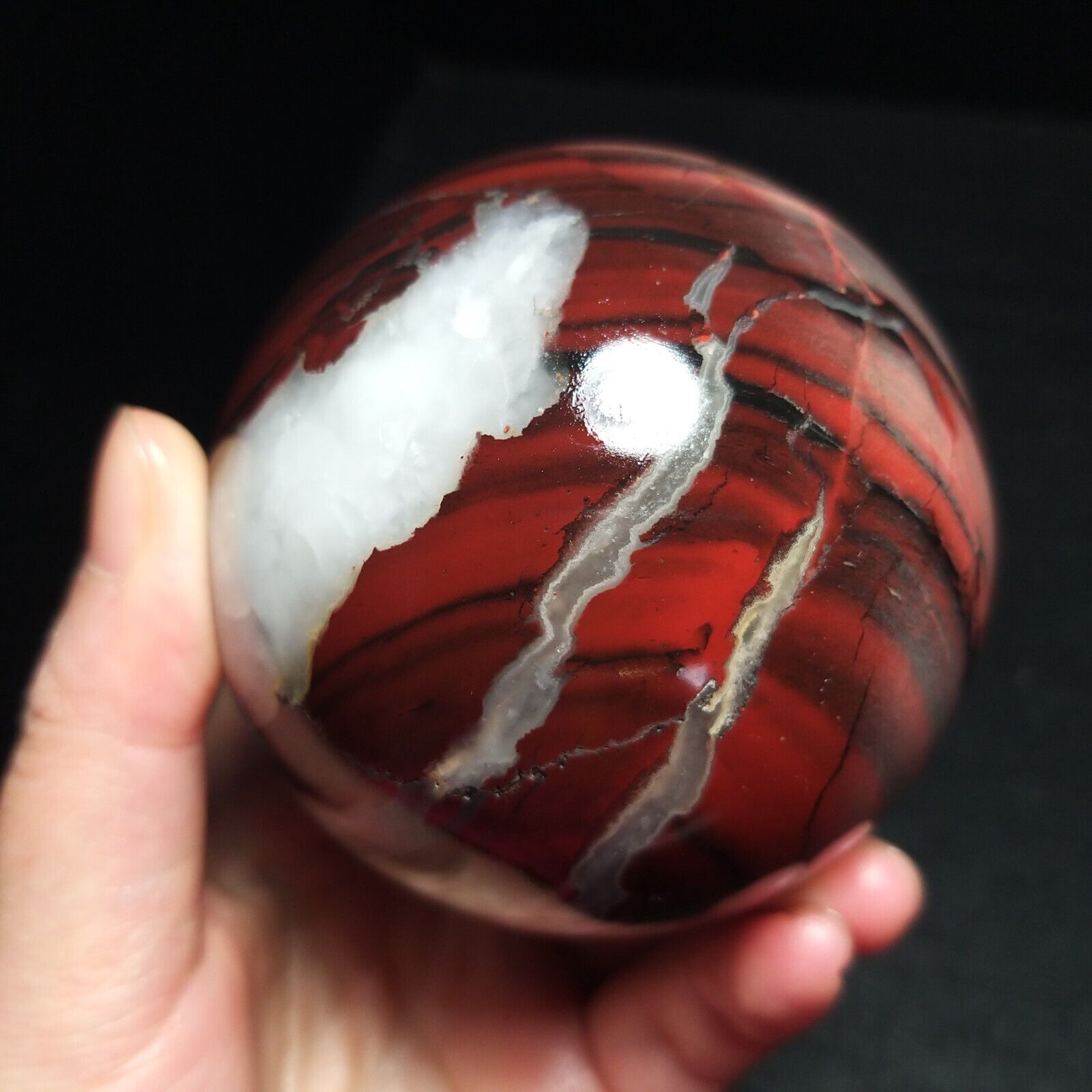TOP 481G Natural Red Jasper Crystal Sphere Ball Stone Collection QA219