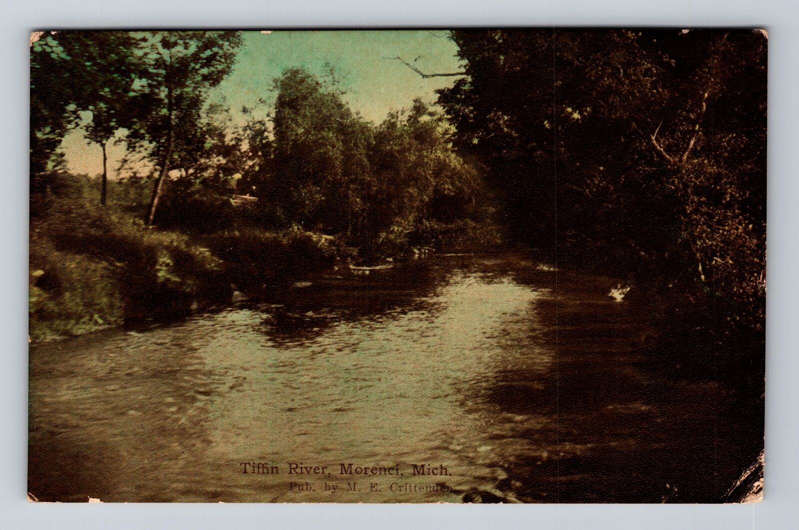Morenci MI-Michigan, Tiffin River, Antique, Vintage c1911 Postcard