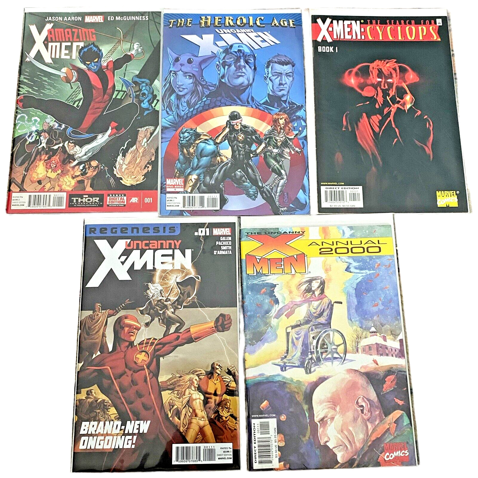Lot of 5 X-Men Marvel Comics Amazing  X-Men #1 Cyclops Origins