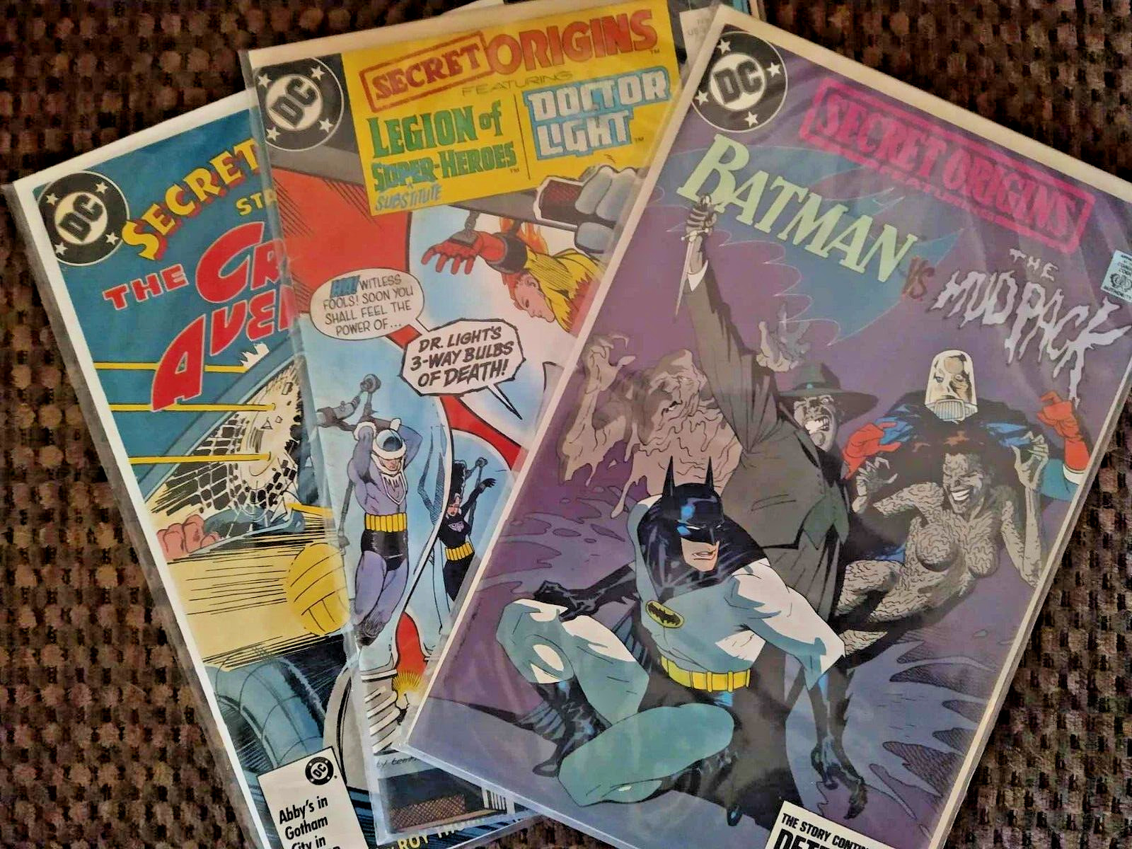 Lot of 3 Secret Origins Batman vs Mudpack DR Light plus More DC Comics