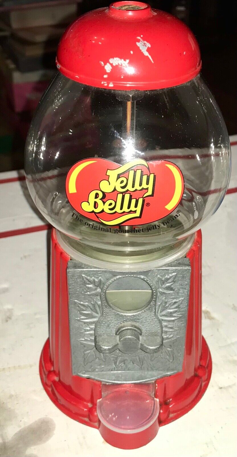 Vintage Jelly Belly Gum Ball Machine Glass And Metal 9”