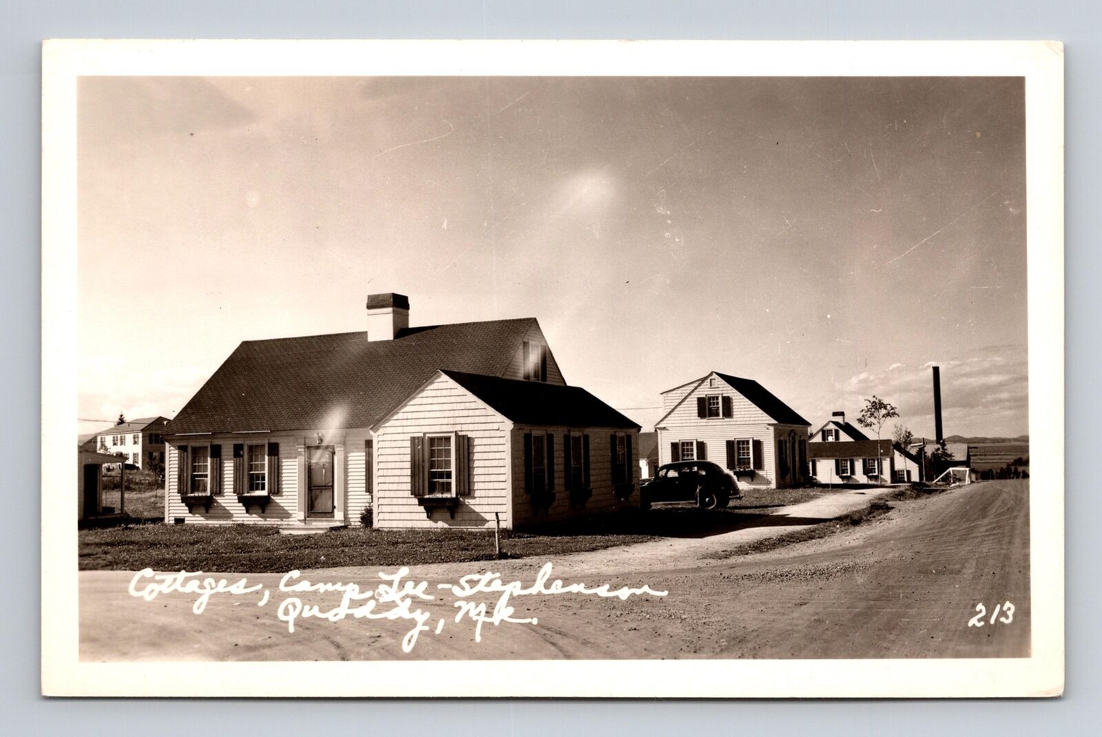 RPPC Postcard Eastport ME Maine Camp Lee-Stephenson Quoddy Village Cottages Car