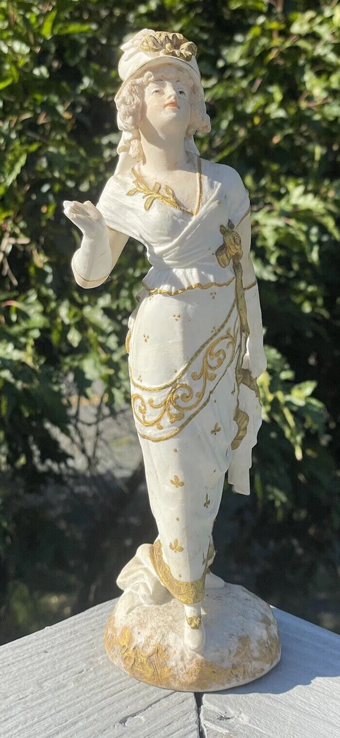 Antique Late 19th / Early 20th C. European Continental Bisque Porcelain Woman