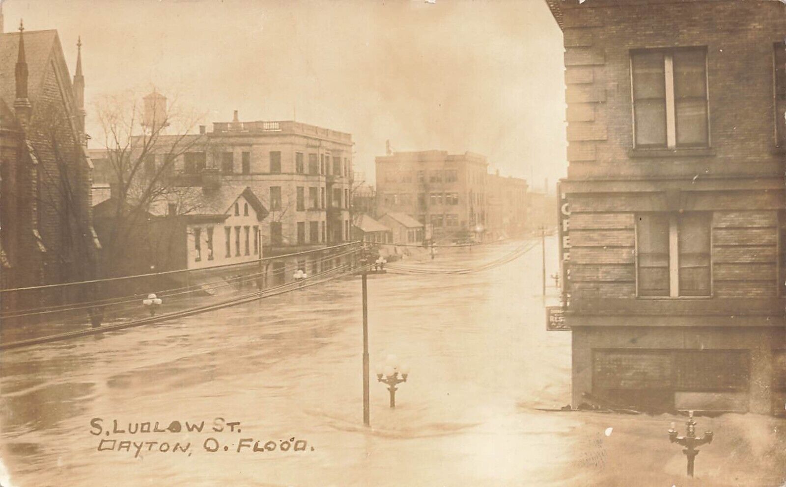 LP02 Dayton Ohio 1913 Flood Ludlow St. RPPC Postcard