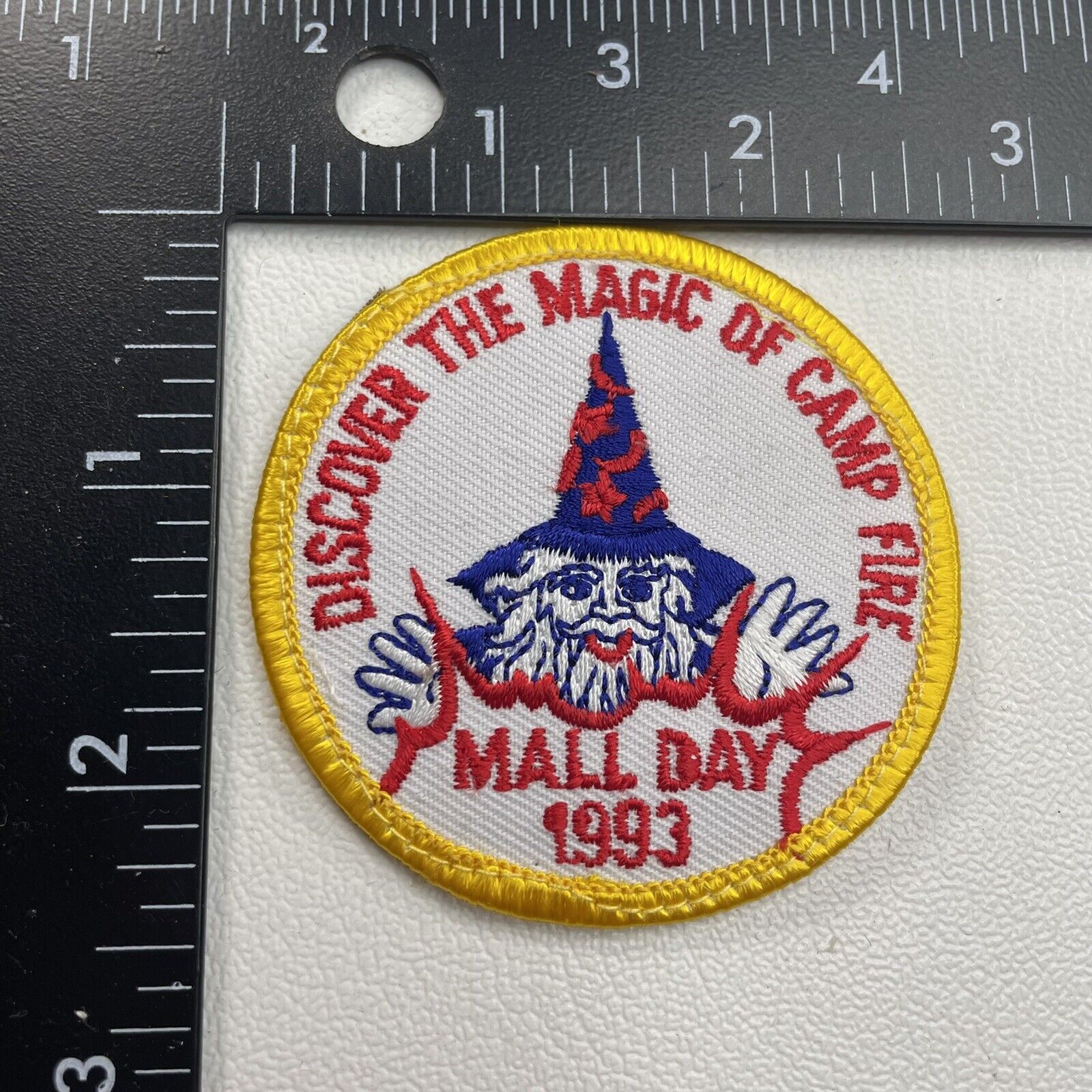 Vtg MALL DAY 1993 Discover The Magic Of Camp Fire Girls Patch 22MC