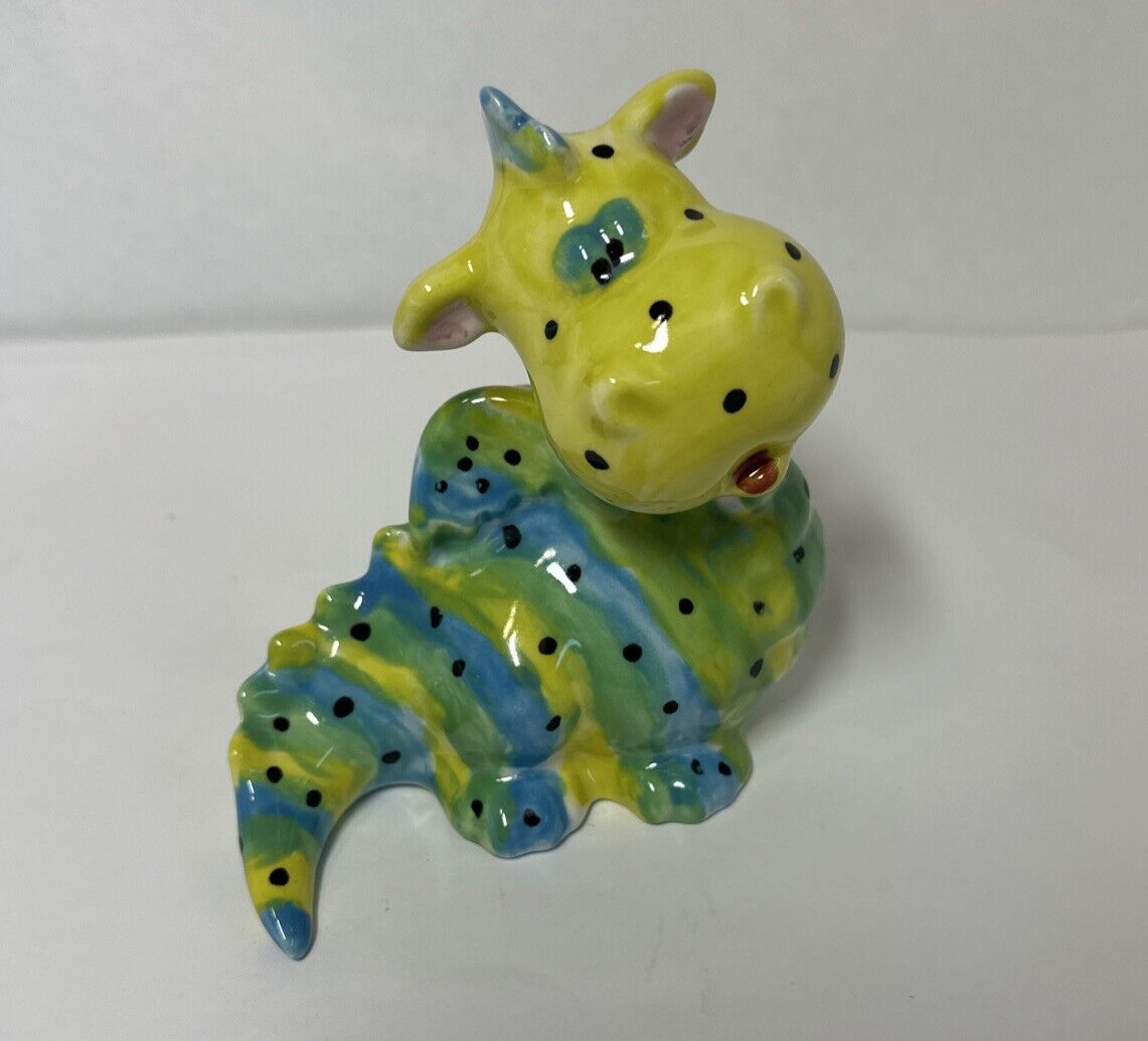 Dragon Adorable Green Blue Yellow Striped One Of A Kind Child’s Room Decor