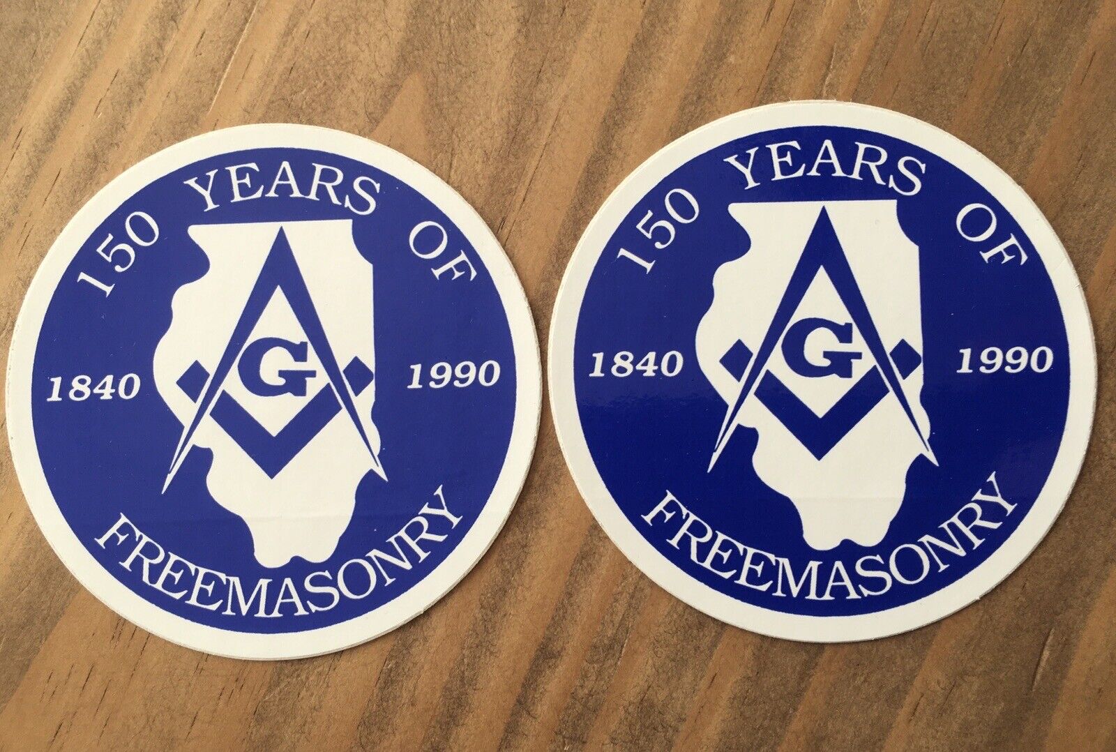 Lot 2 Illinois Masonic Freemason 1990  Mason Glossy Vintage Sticker 150 Years