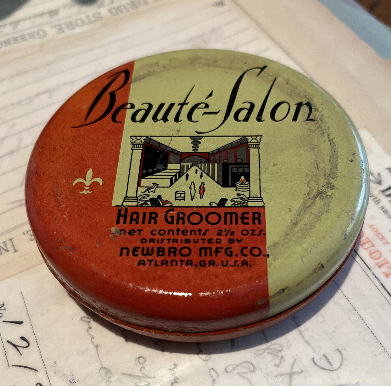 Old Beaute Salon Tin Hair Grooming Newbro Mfg Atlanta Ga Black History 40s Large