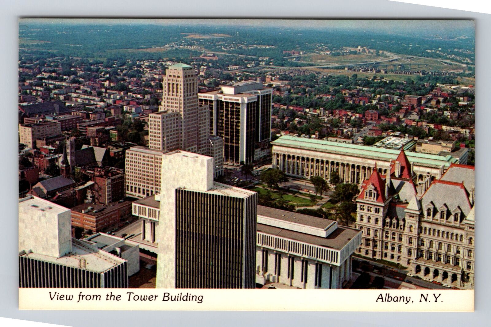 Albany NY-New York, Birds Eye View over Albany, Antique Vintage Postcard