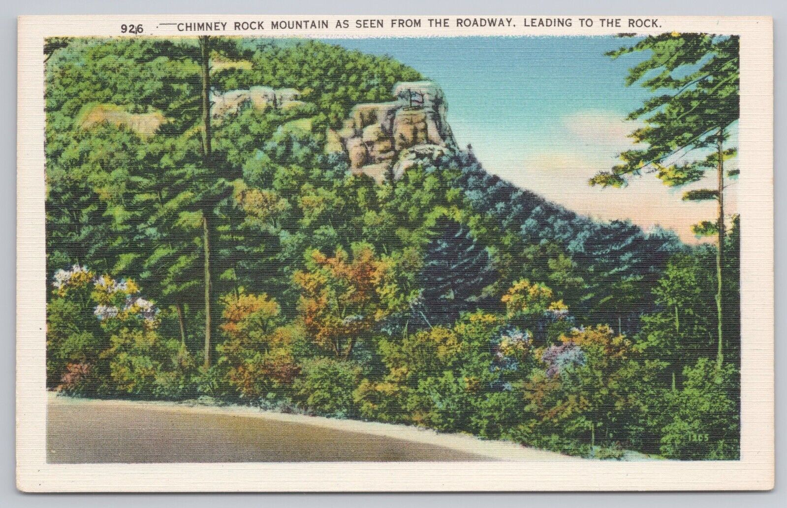 Vintage Postcard Chimney Rock Mountain as Seen From the Roadway Ashville NC