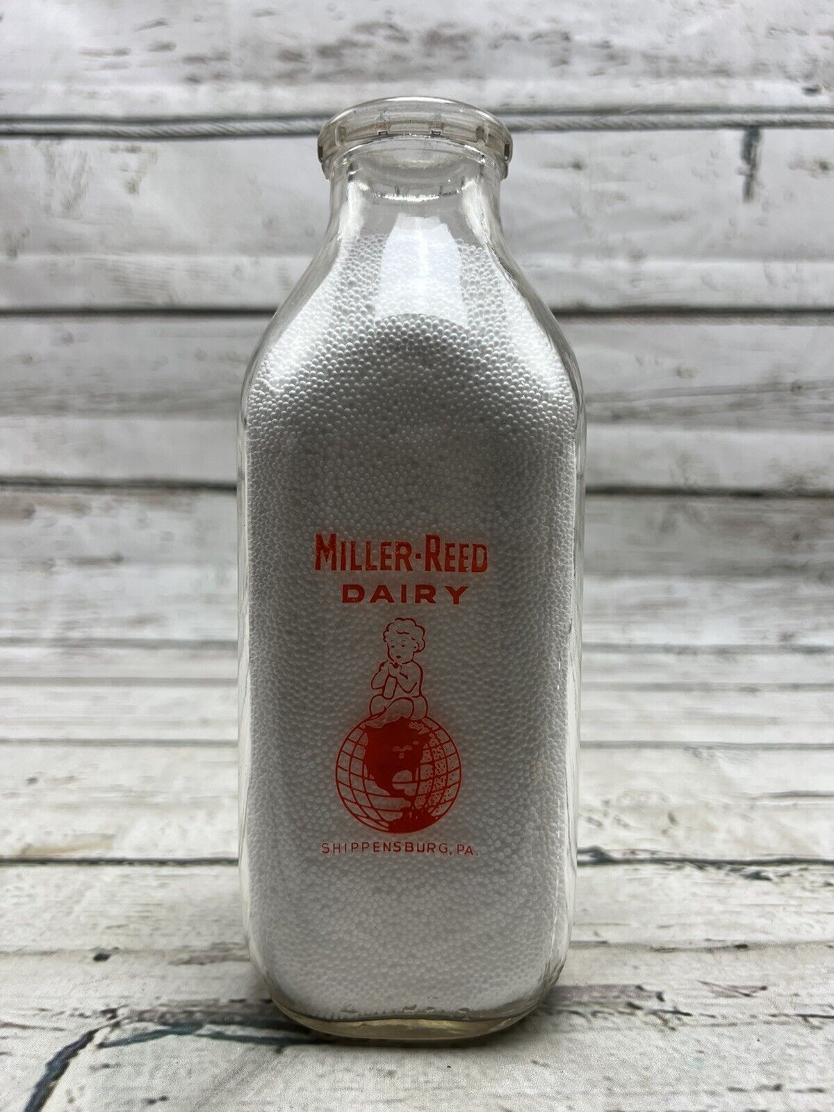 VTG Miller-Reed Dairy Shippensburg PA Double Sided Square Quart Milk Bottle