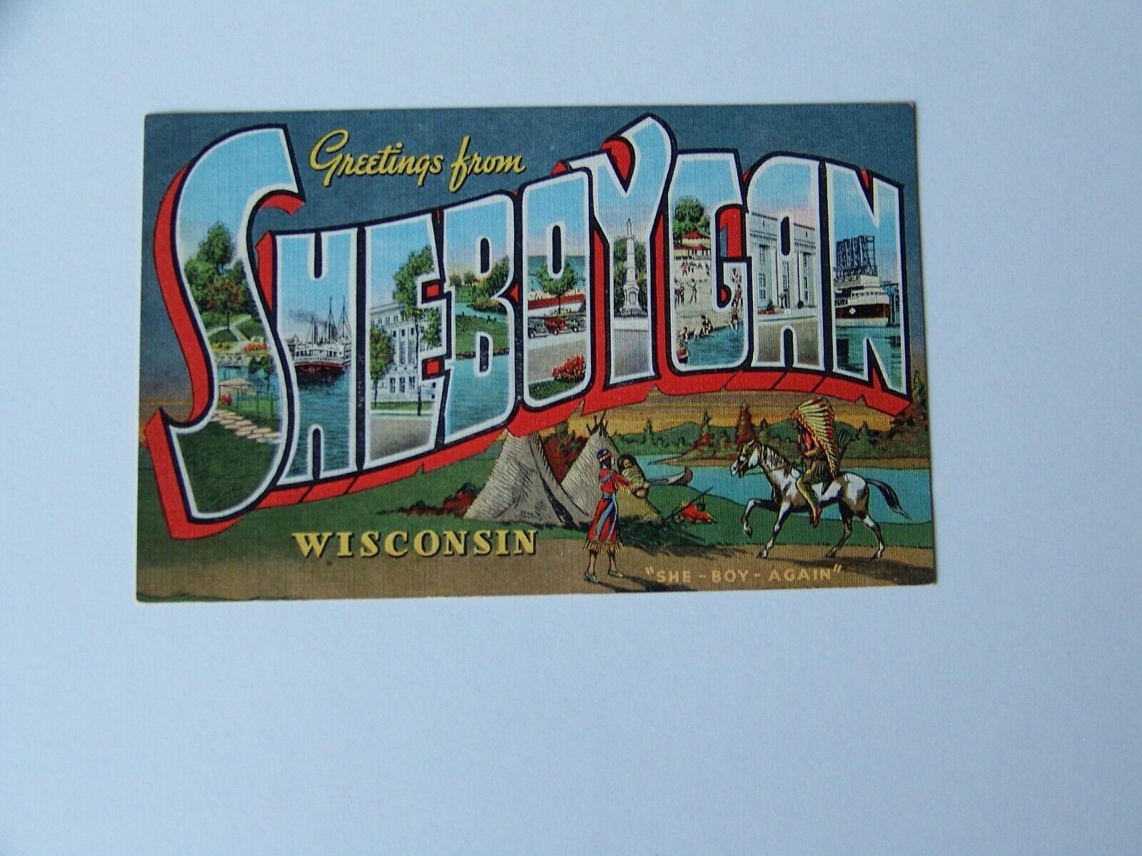 Sheboygan Wisconsin WI Large Letter Greetings She Boy Again