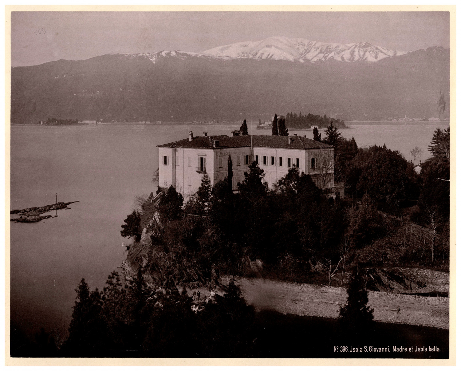 Italy, Madre et Isola Bella Vintage Print, Photomechanical 23x28.5 Circ