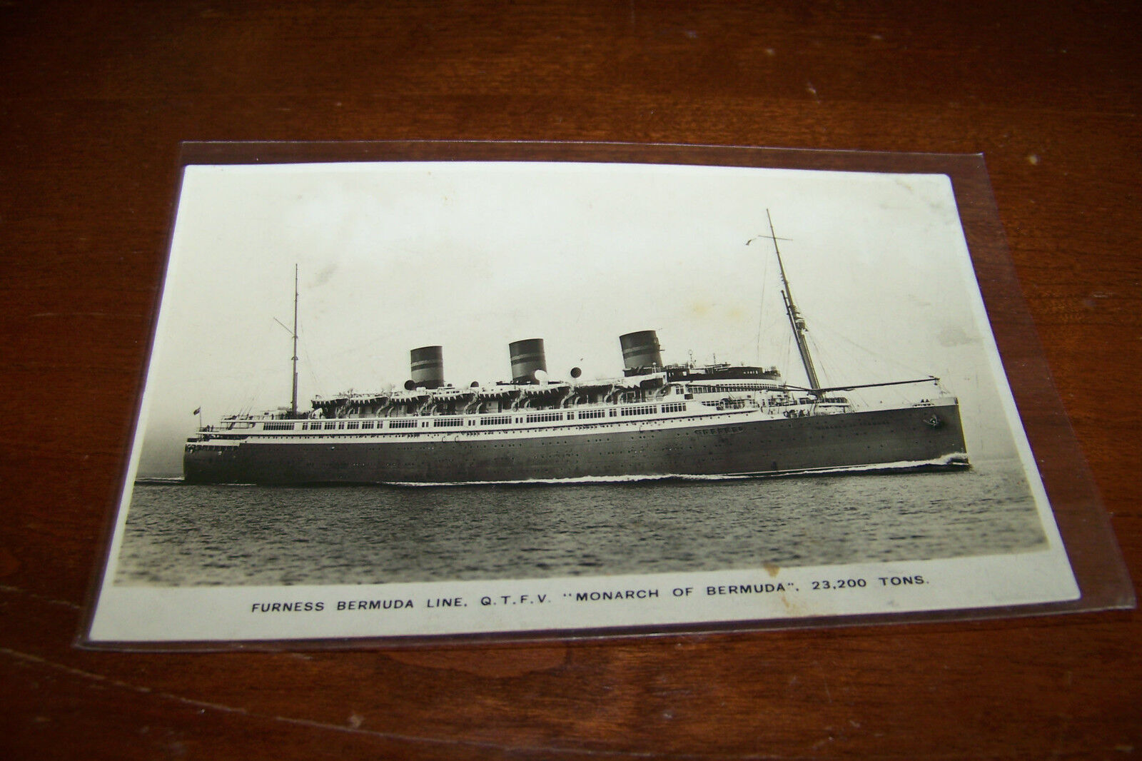 Rare Vintage RPPC Real Photo Postcard A2 Furness Bermuda 23k Tons Monarch Ship