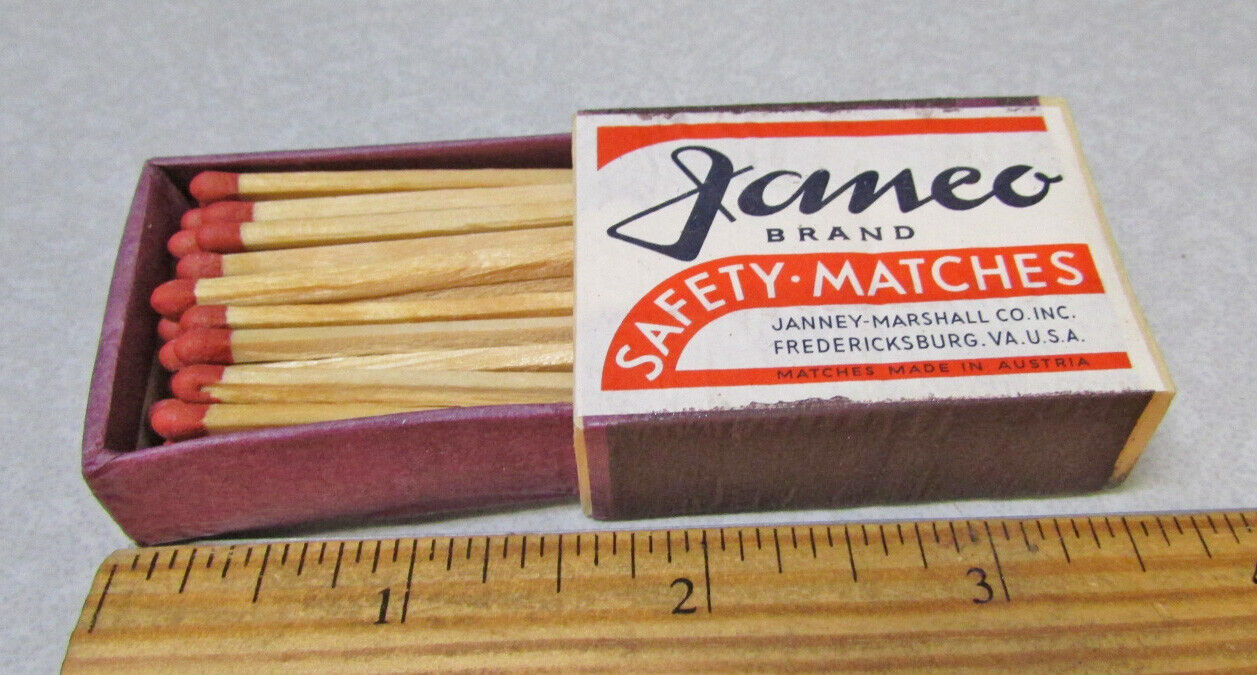 vintage New old stock Janco Safety Matches box, 1950s wood matches, great decor
