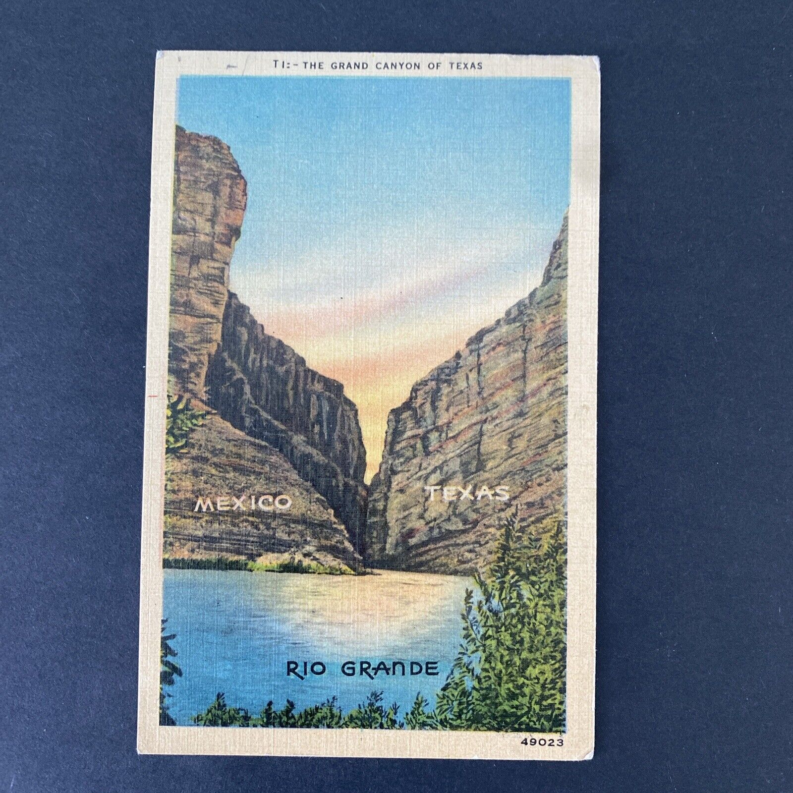 Rio Grande Postcard Vintage 1948. The Grand Canyon Of Texas. Mexico Border