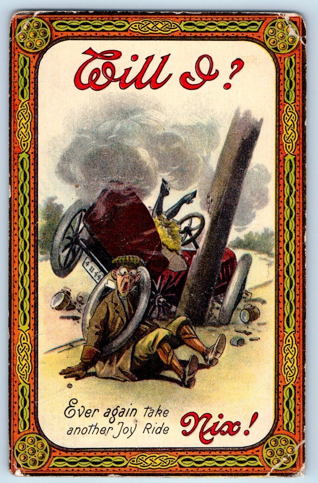 Nix Postcard Will I Ever Again The Another Joy Ride Accident Rushmore MN 1911