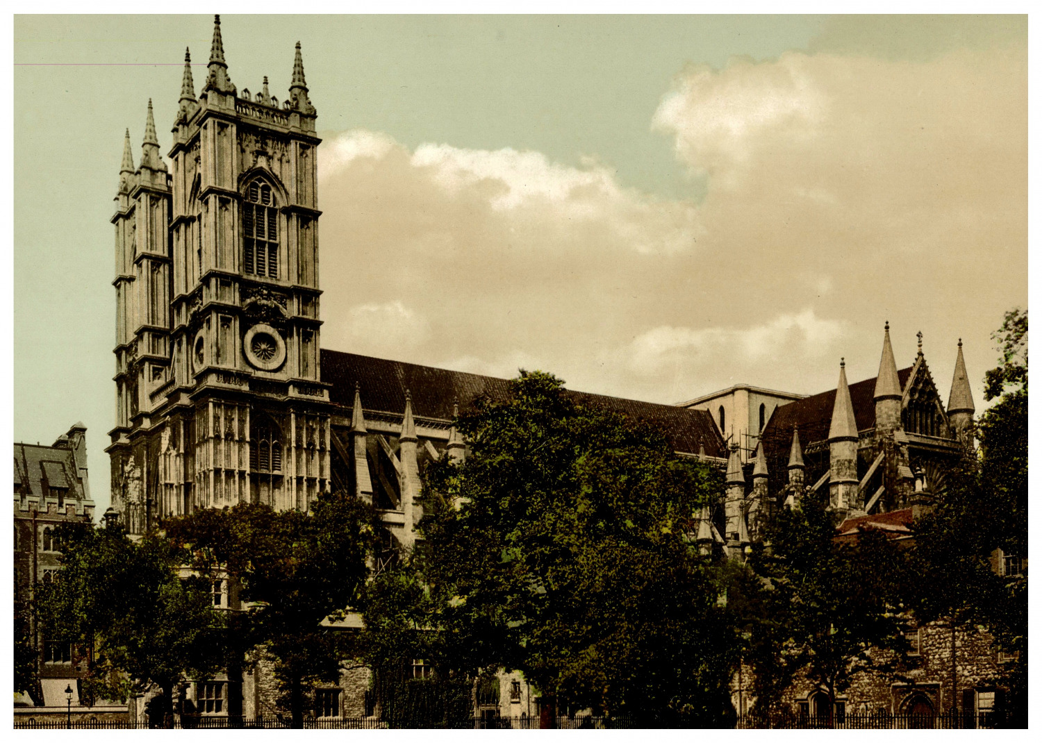 England. London & Suburbs. Westminster Abbey. Vintage Photochrome by P.Z, Phot