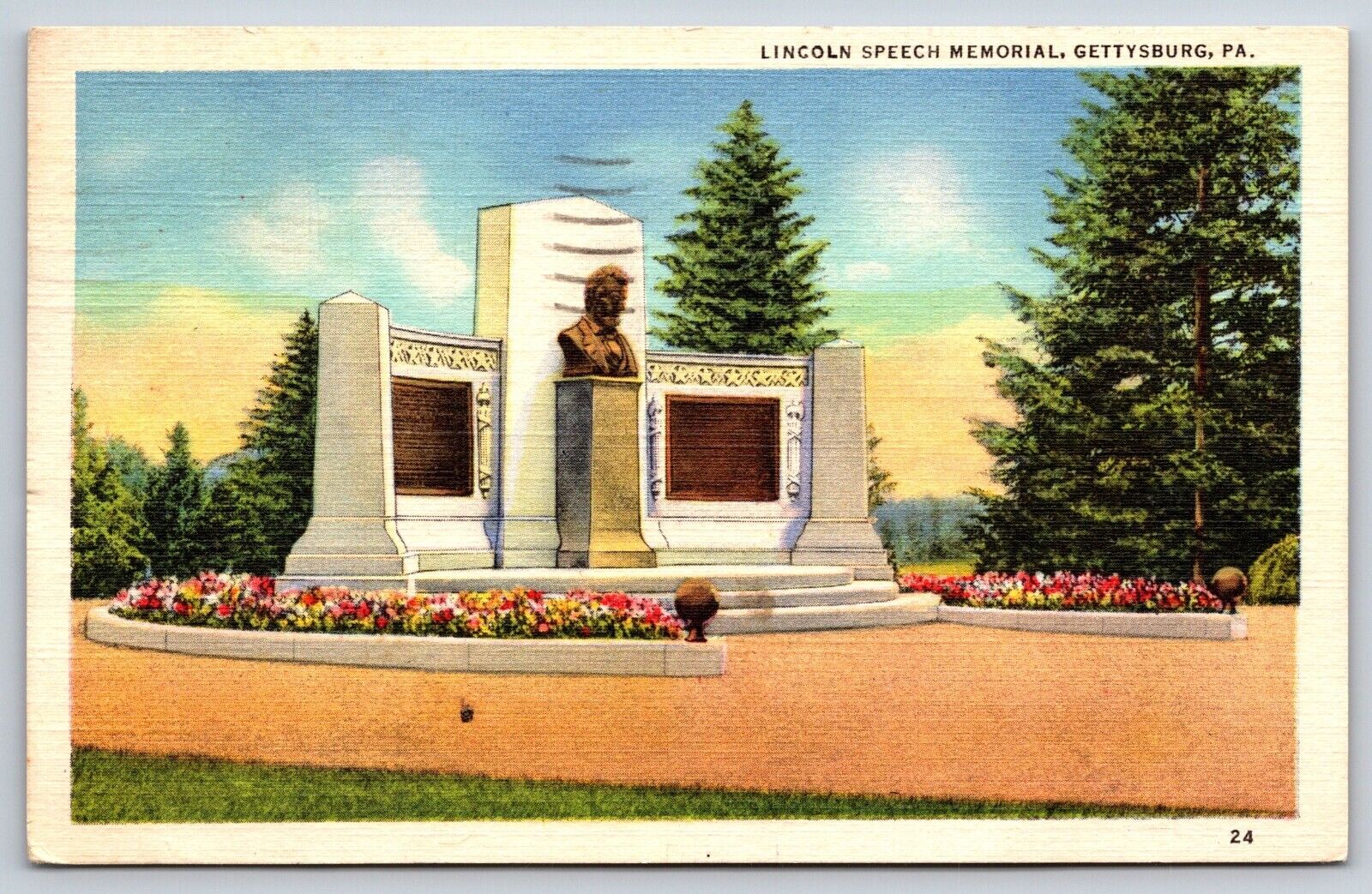 Vintage Postcard, Gettysburg Pennsylvania, Lincoln Speech Memorial