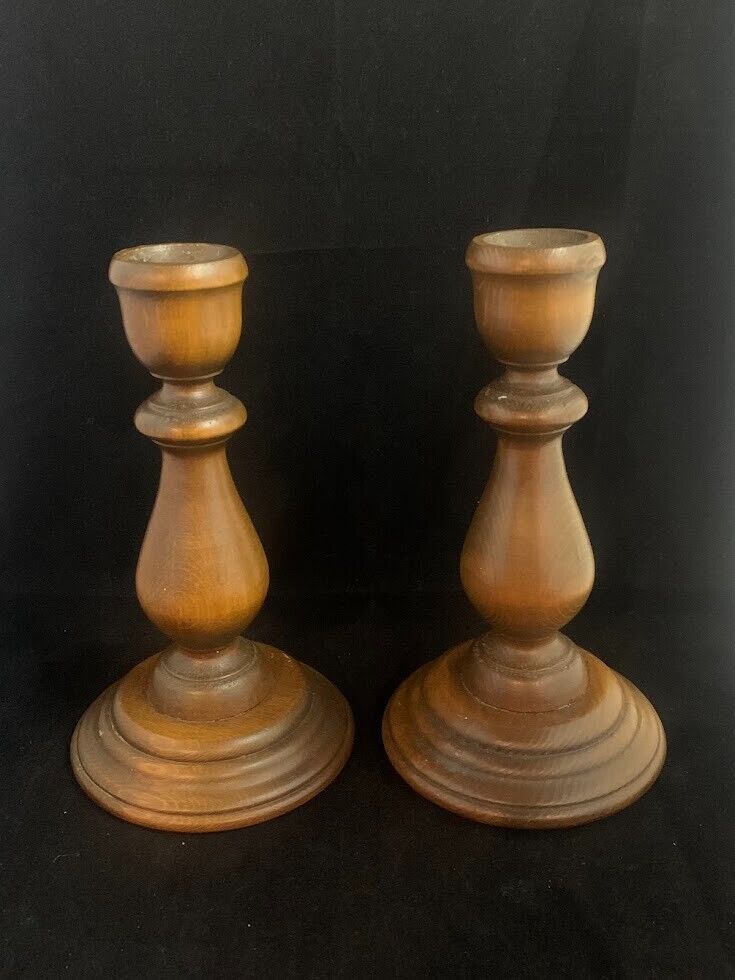 Wooden Taper Candle Holders Set of 2