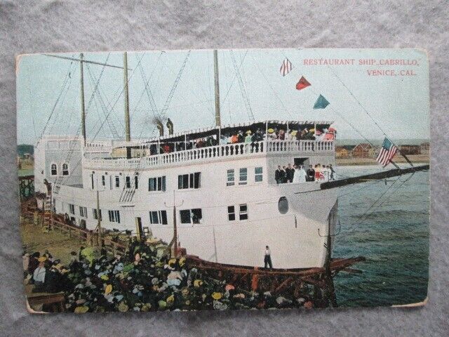 Antique Restaurant Ship Cabrillo, Venice, California Postcard