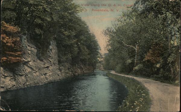 1913 Rosendale,NY View along the D&H Canal Ulster County New York Postcard