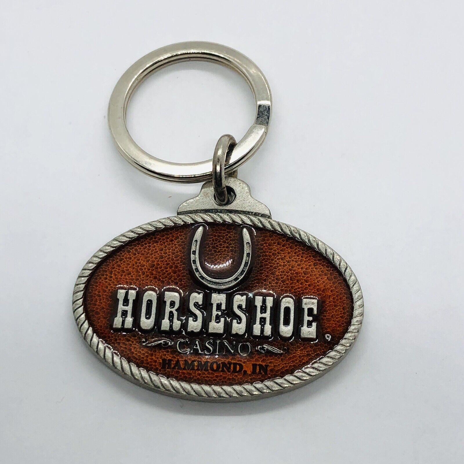 Horseshoe Casino Souvenir Pewter Keychain Key Ring - Hammond IN