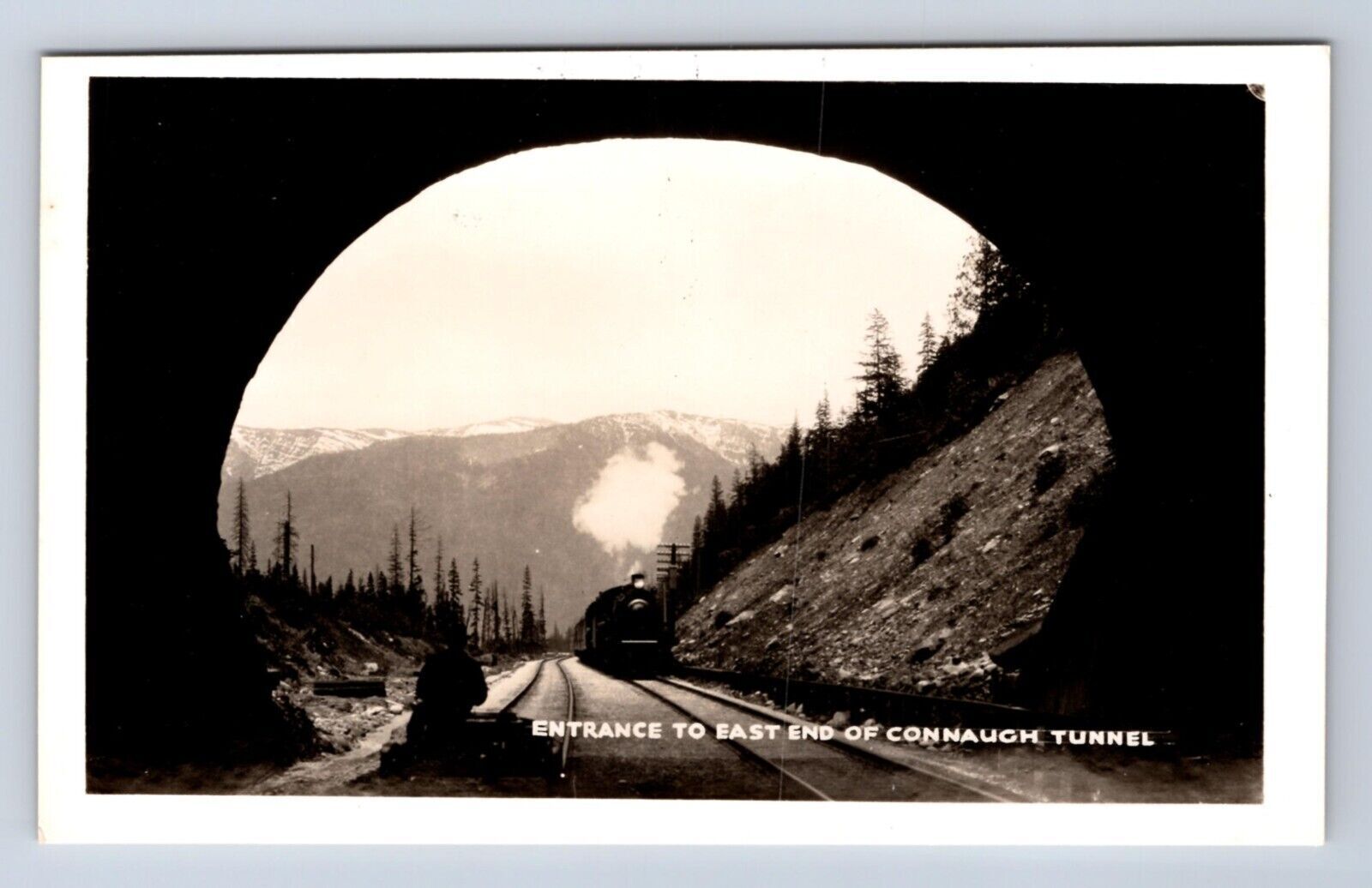 VINATAGE ENTRANCE TO EAST END OF CONNAUGH TUNNEL RPPC POSTCARD HO